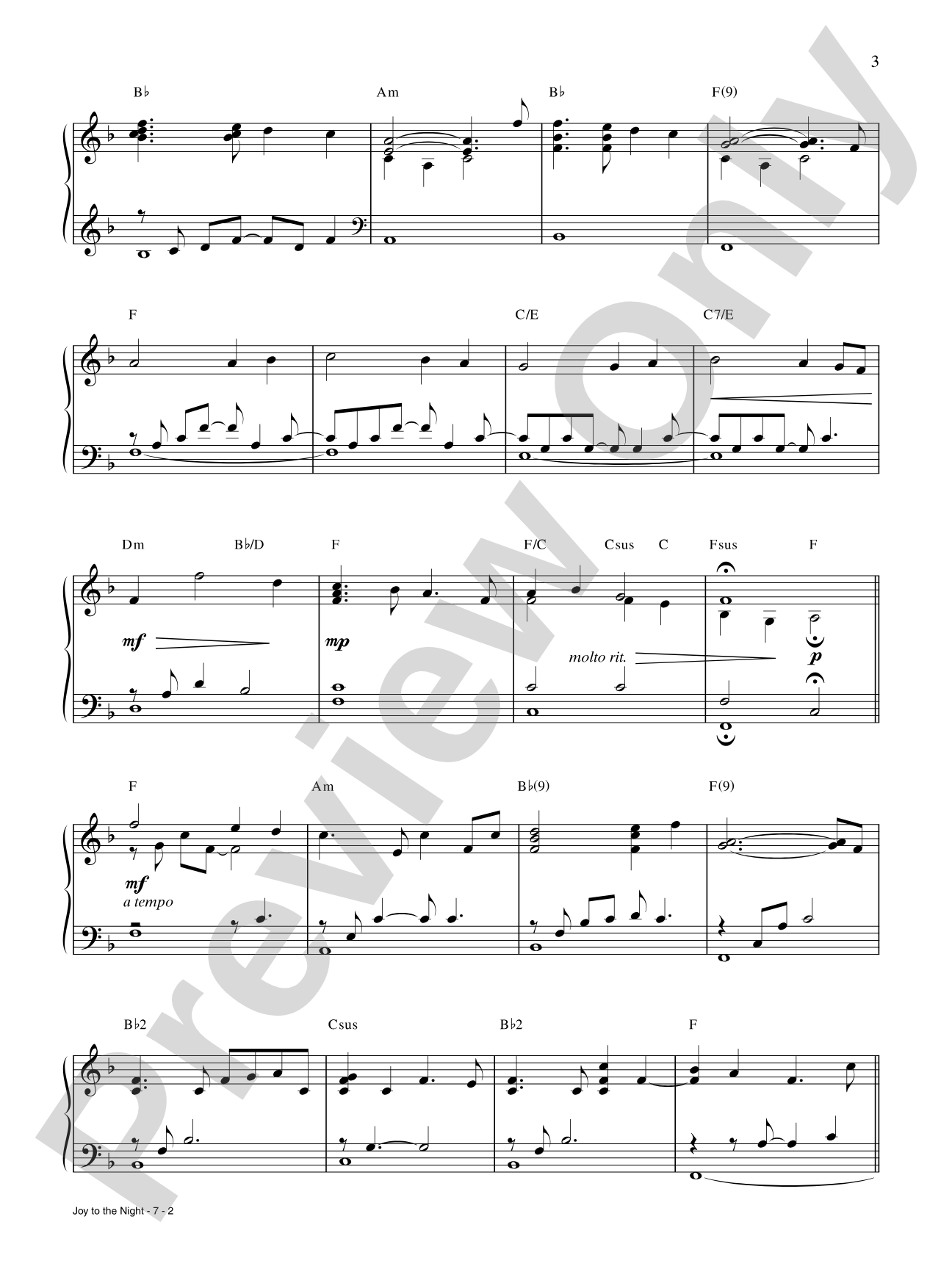 Joy to the Night: Piano/Vocal/Chords