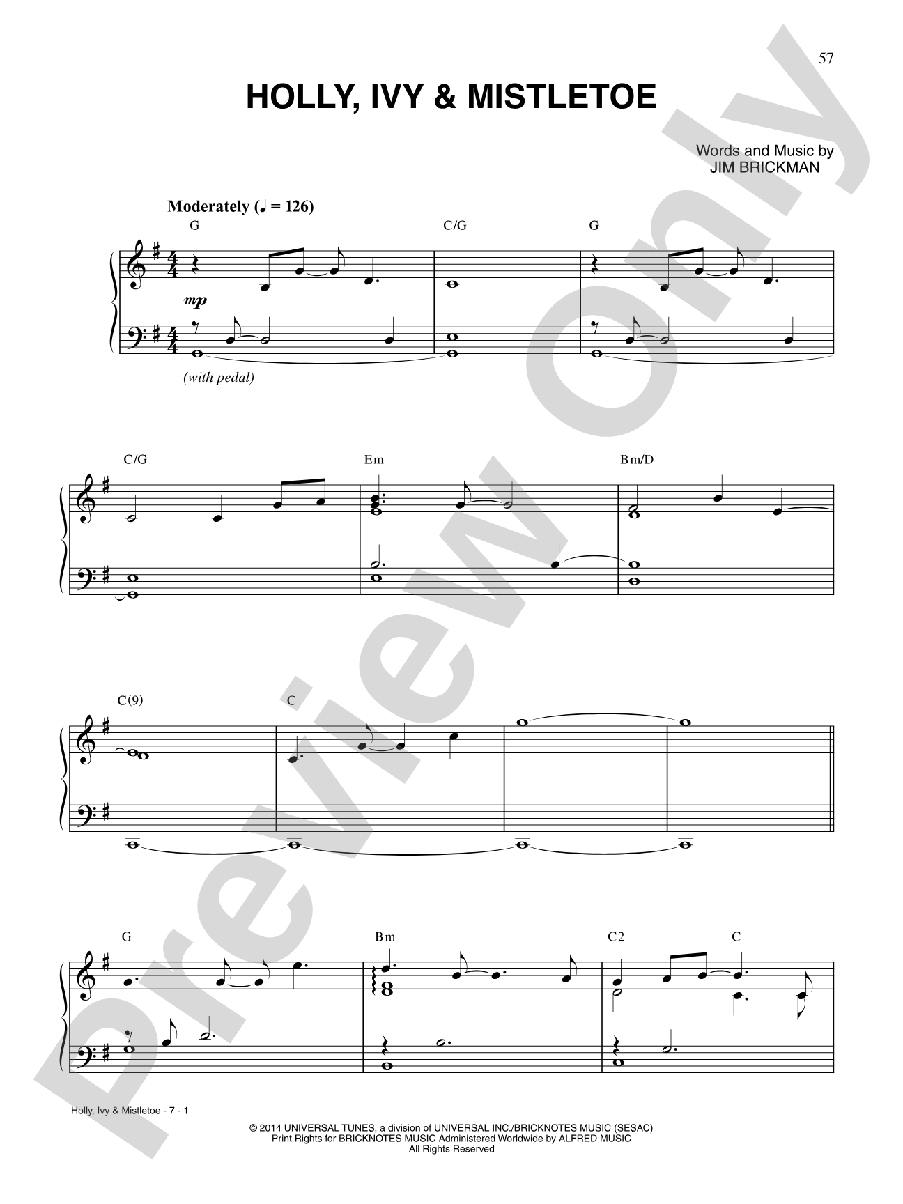 Holly, Ivy & Mistletoe: Piano/Vocal/Chords