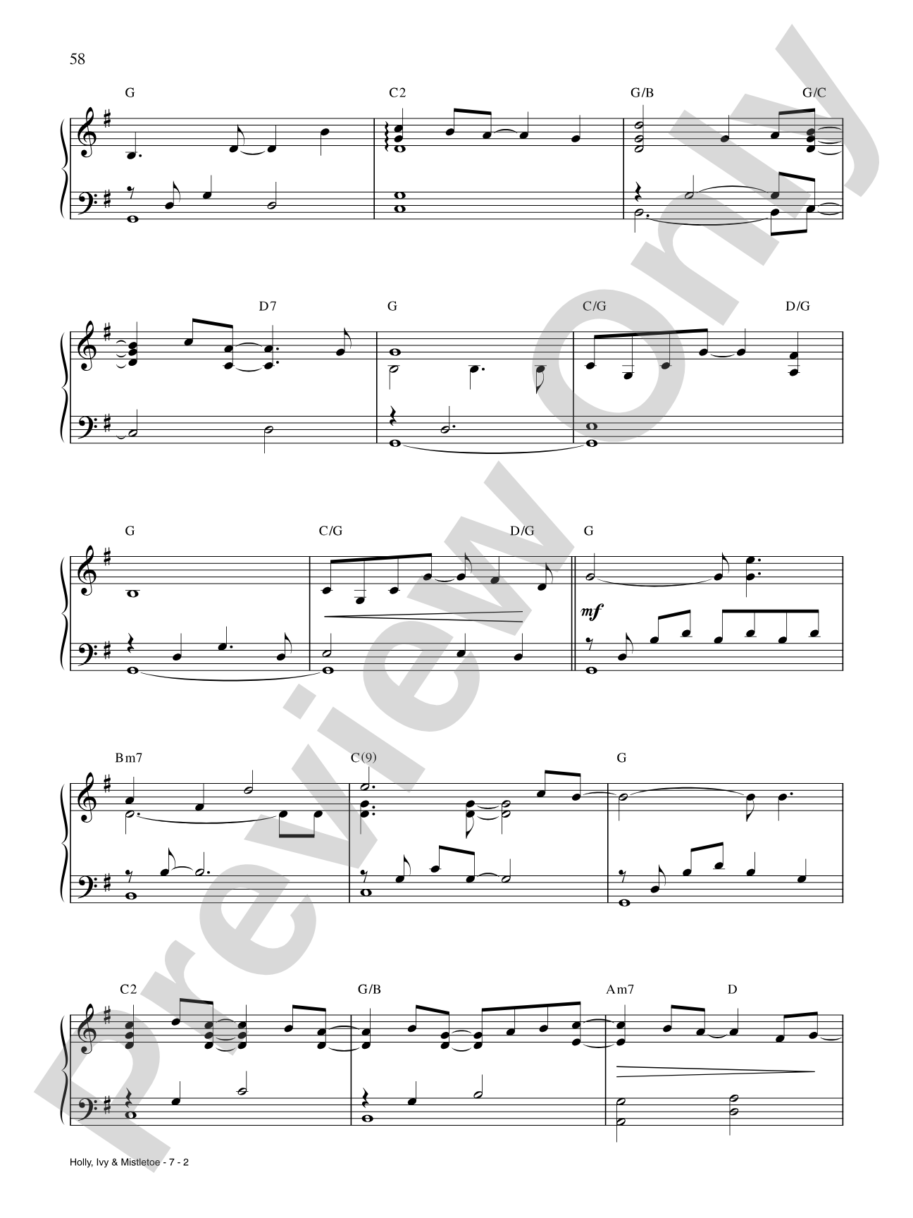 Holly, Ivy & Mistletoe: Piano/Vocal/Chords