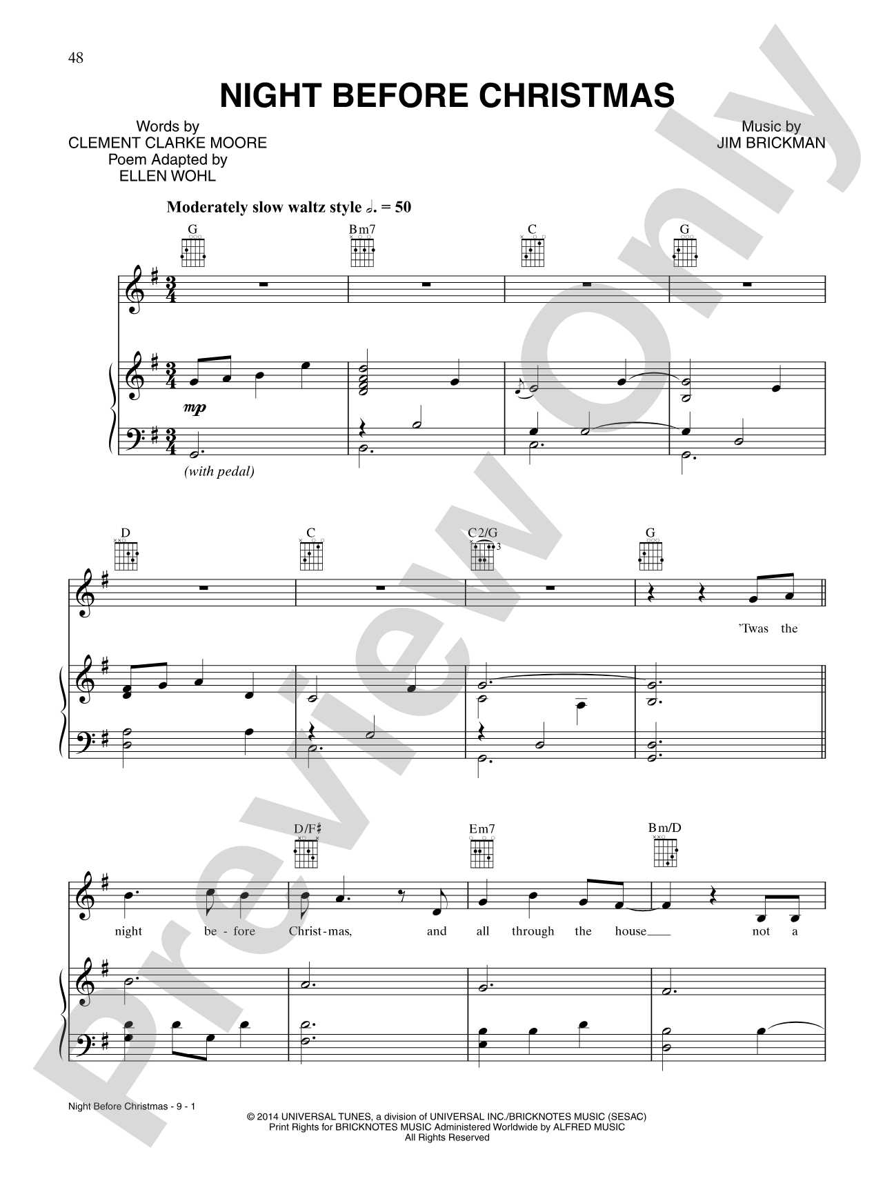 Night Before Christmas: Piano/Vocal/Chords