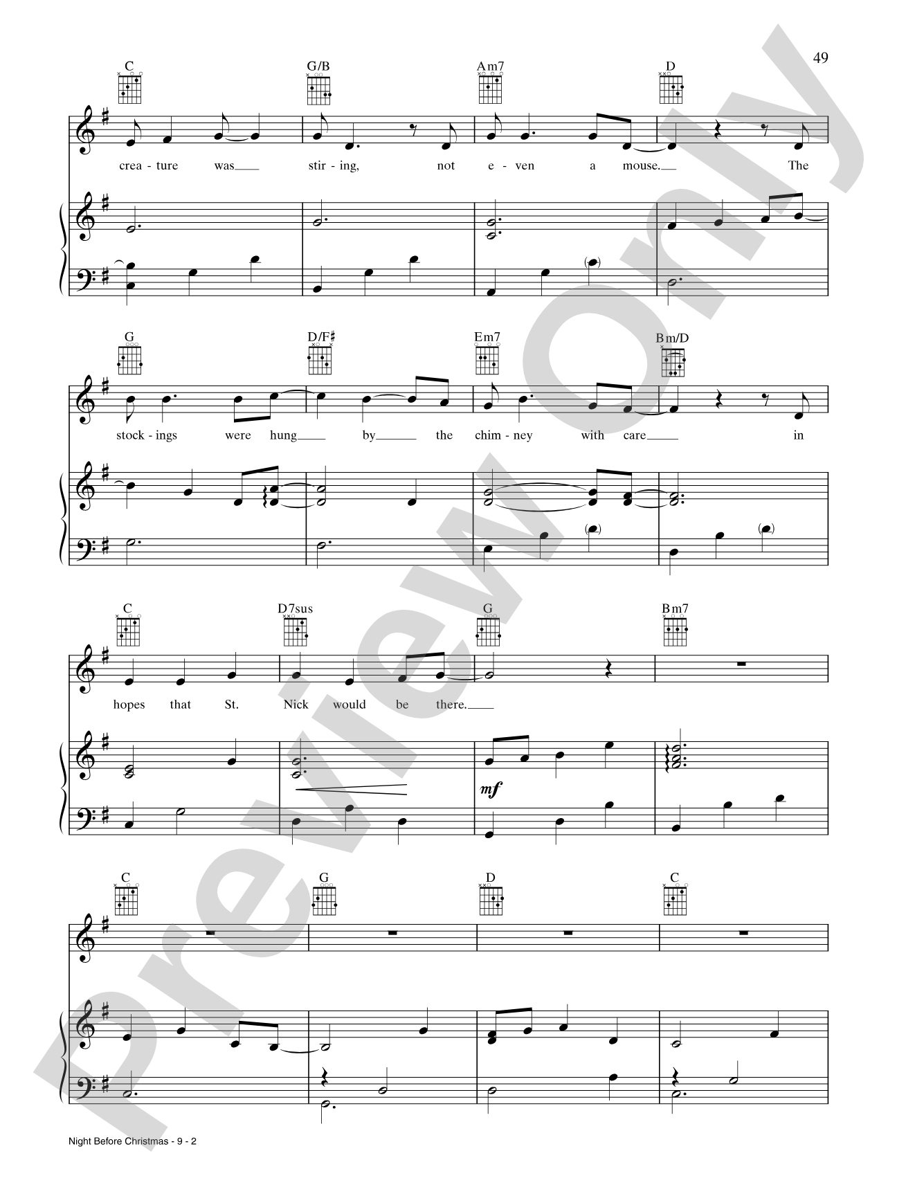 Night Before Christmas: Piano/Vocal/Chords