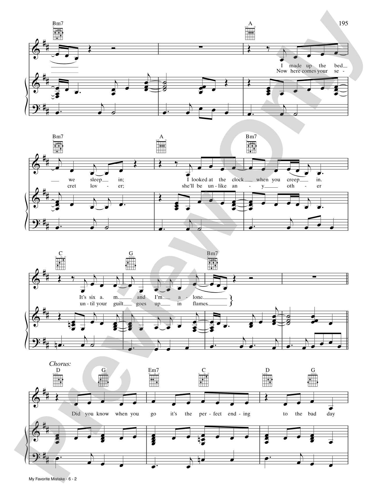 My Favorite Mistake: Piano/Vocal/Chords