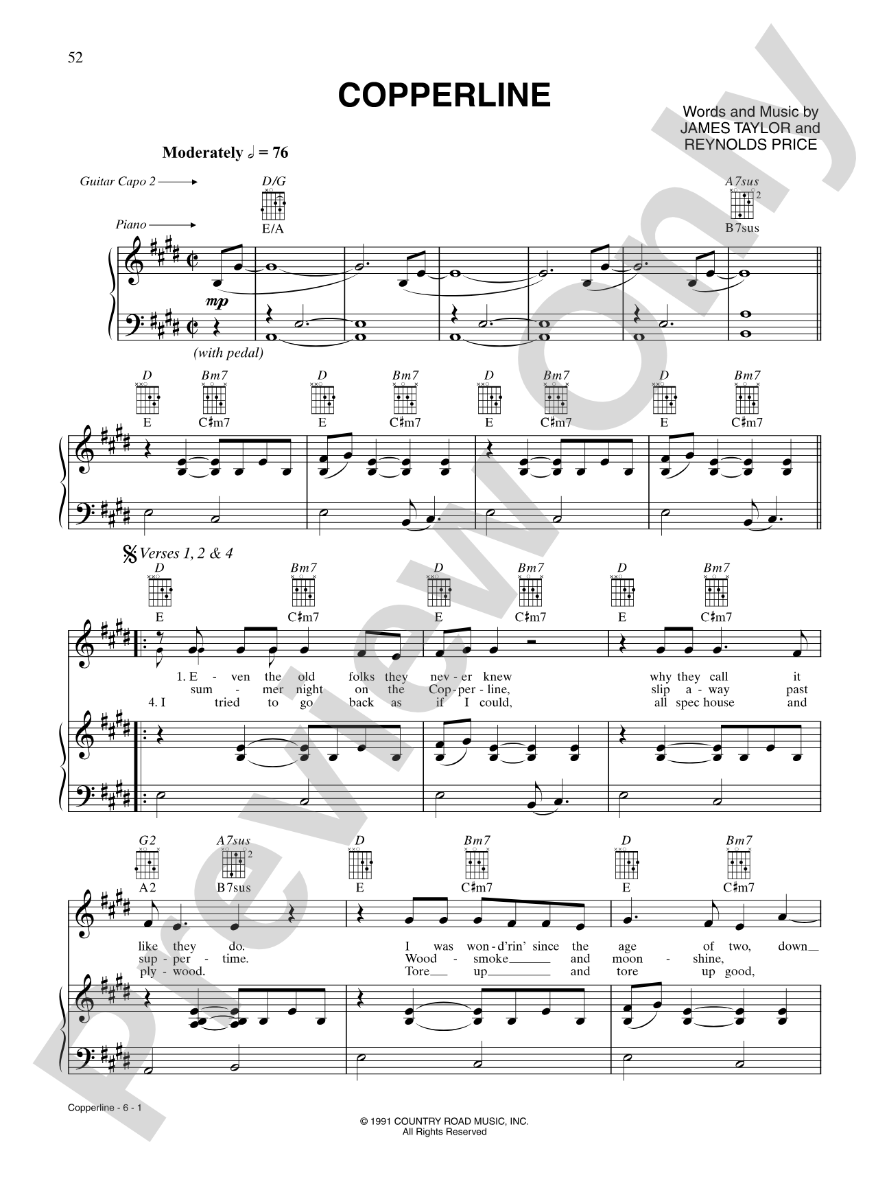 Copperline: Piano/Vocal/Chords