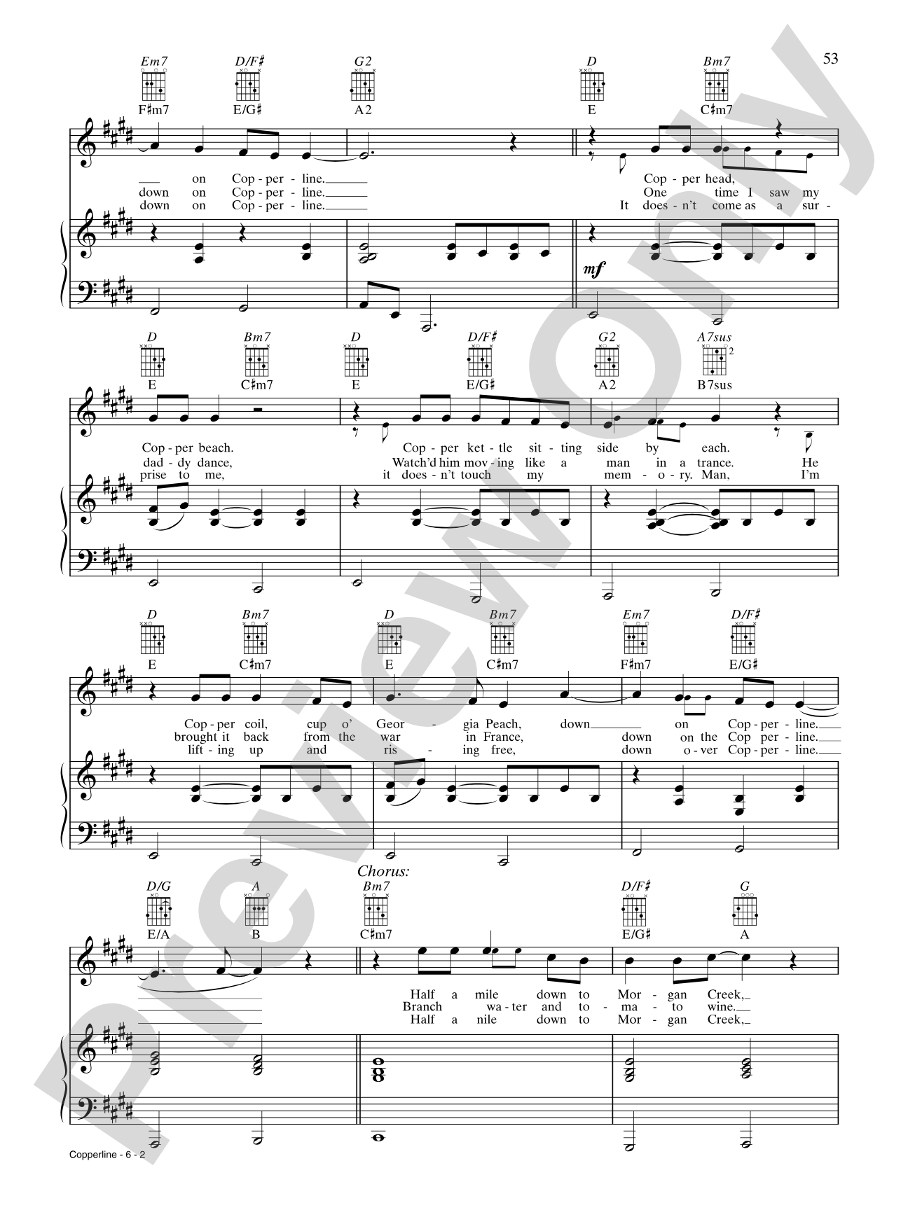 Copperline: Piano/Vocal/Chords