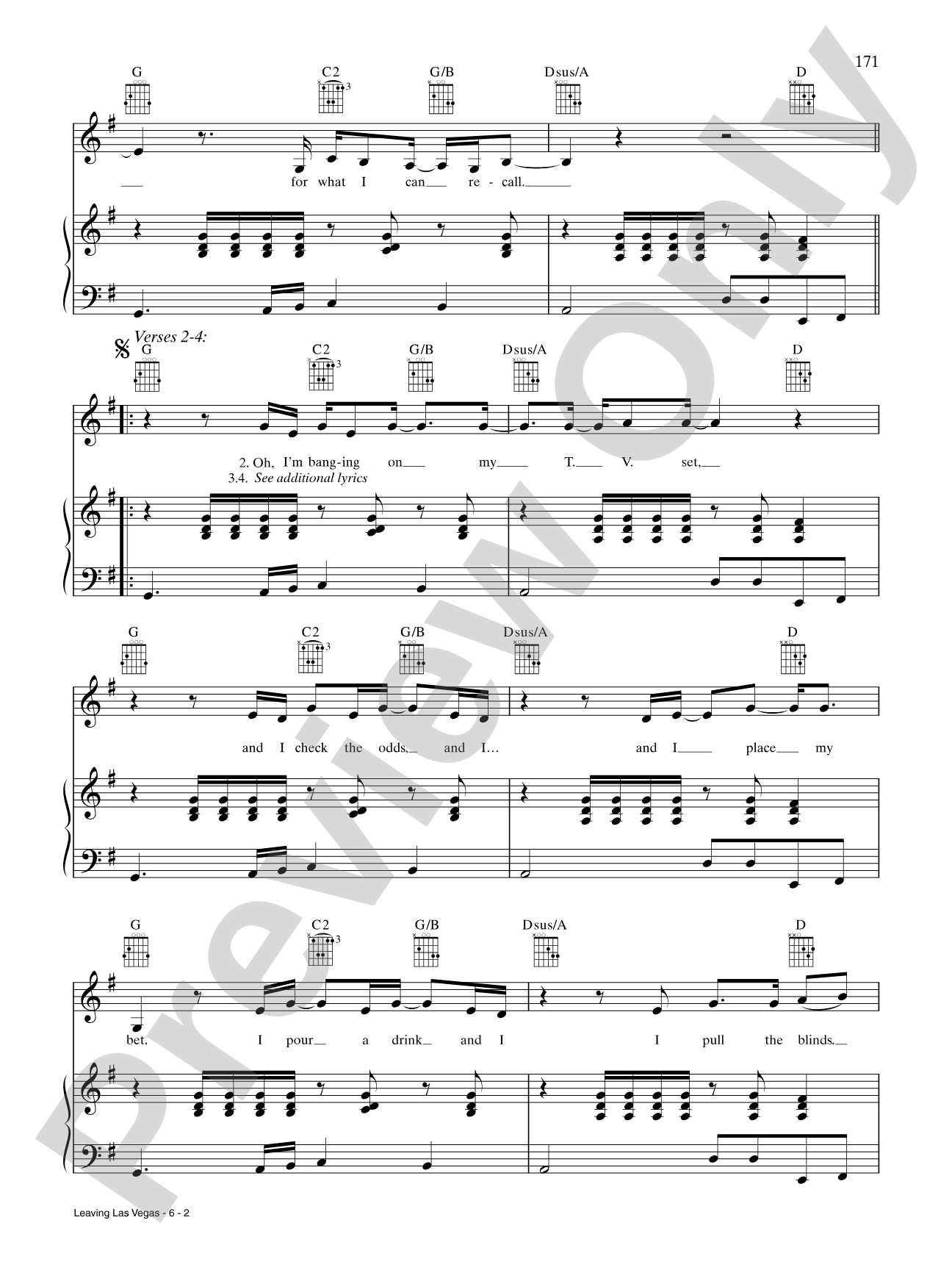 Leaving Las Vegas: Piano/Vocal/Chords