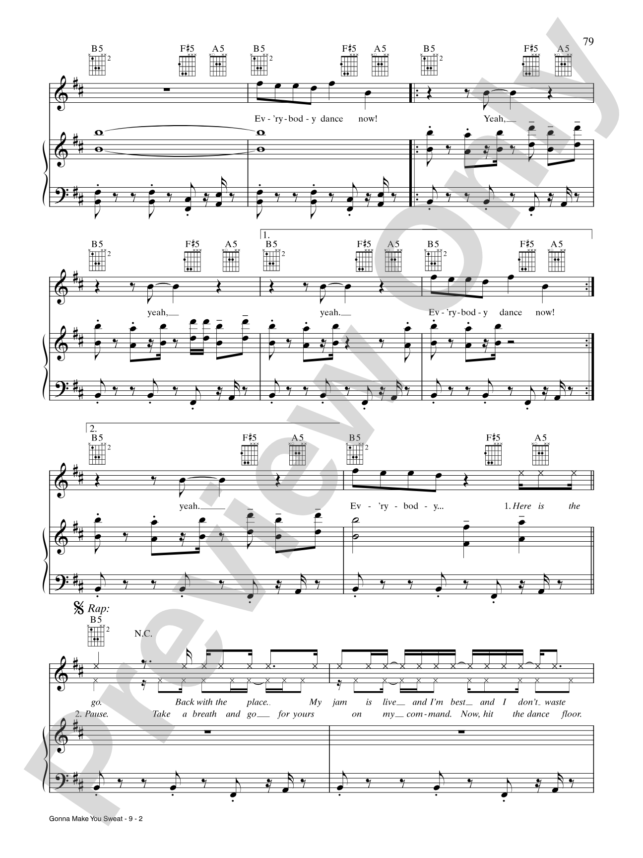 Gonna Make You Sweat (Everybody Dance Now): Piano/Vocal/Chords