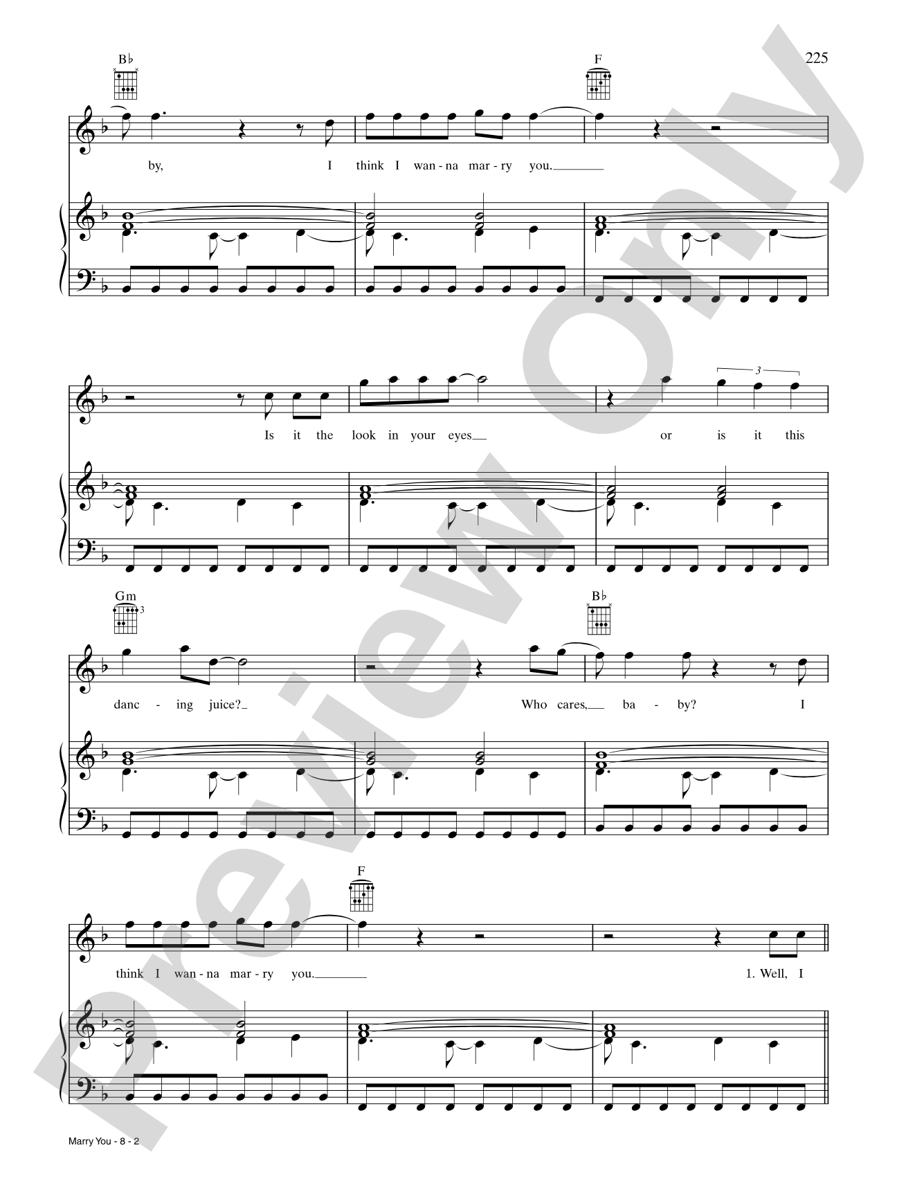 Marry You: Piano/Vocal/Chords