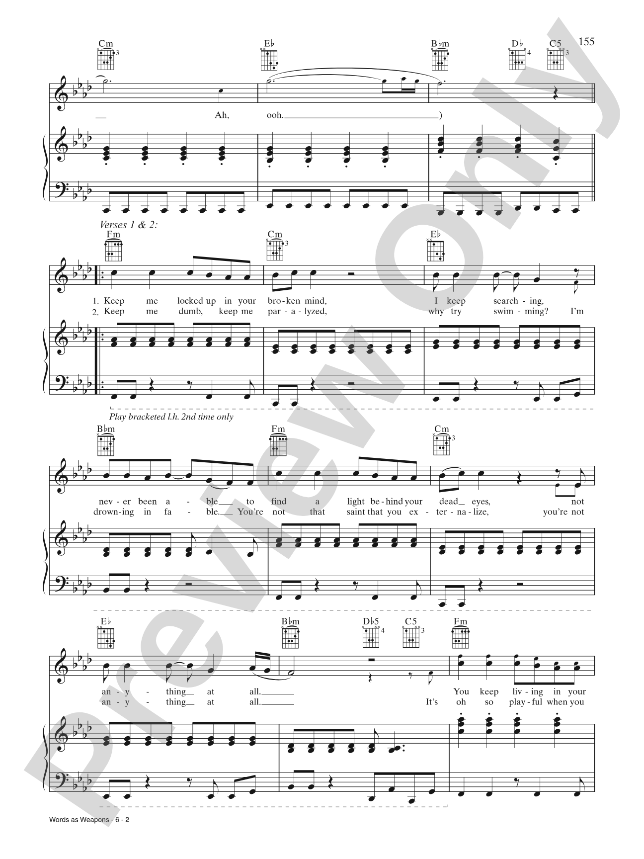 Words as Weapons: Piano/Vocal/Chords