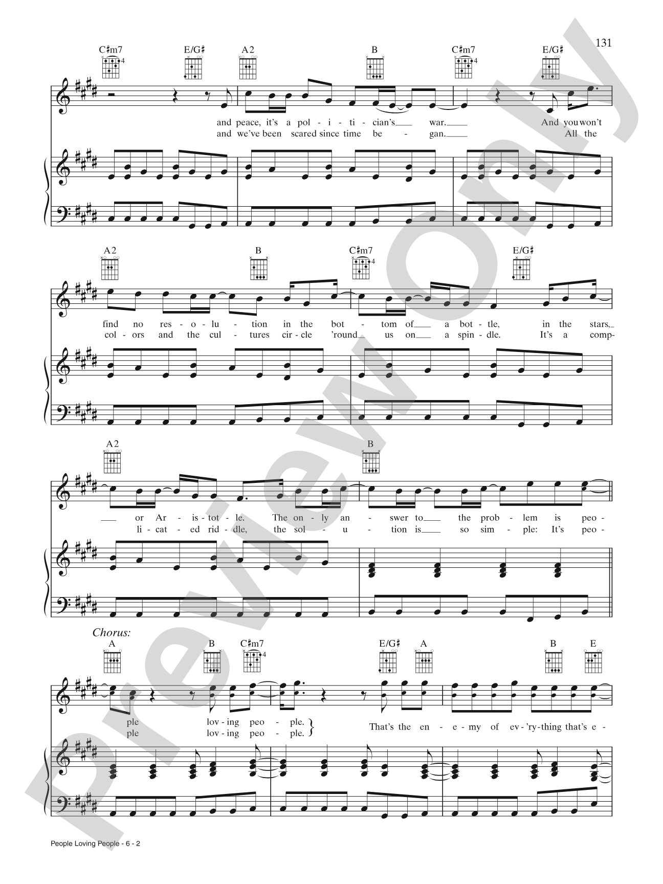 People Loving People: Piano/Vocal/Chords