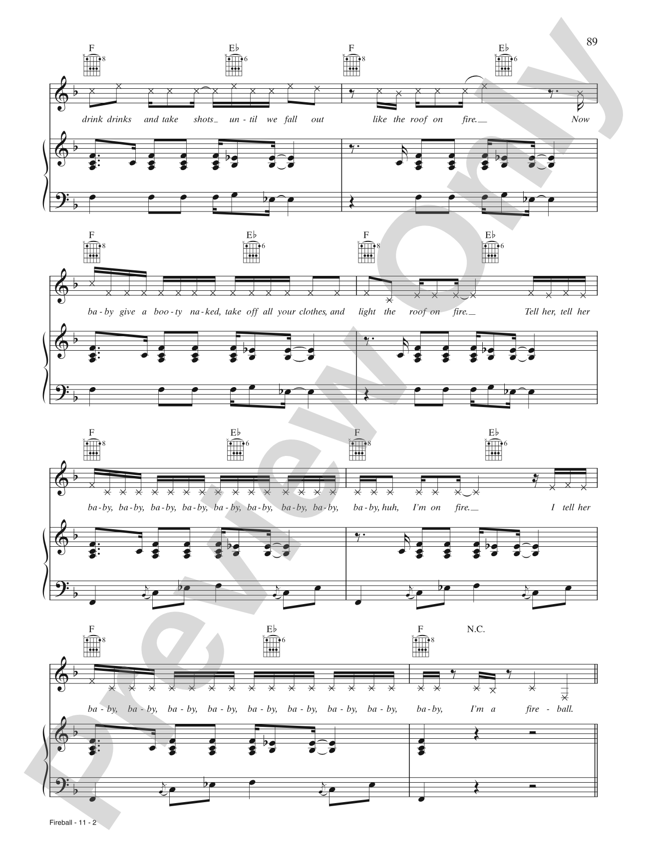 Fireball: Piano/Vocal/Chords