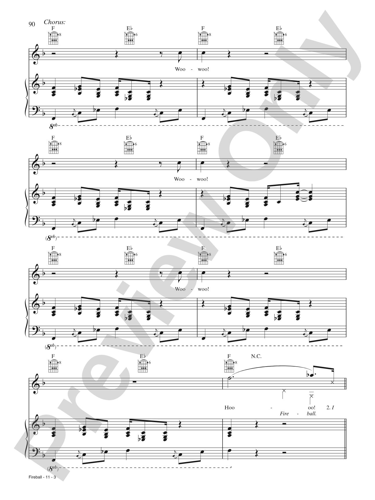 Fireball: Piano/Vocal/Chords