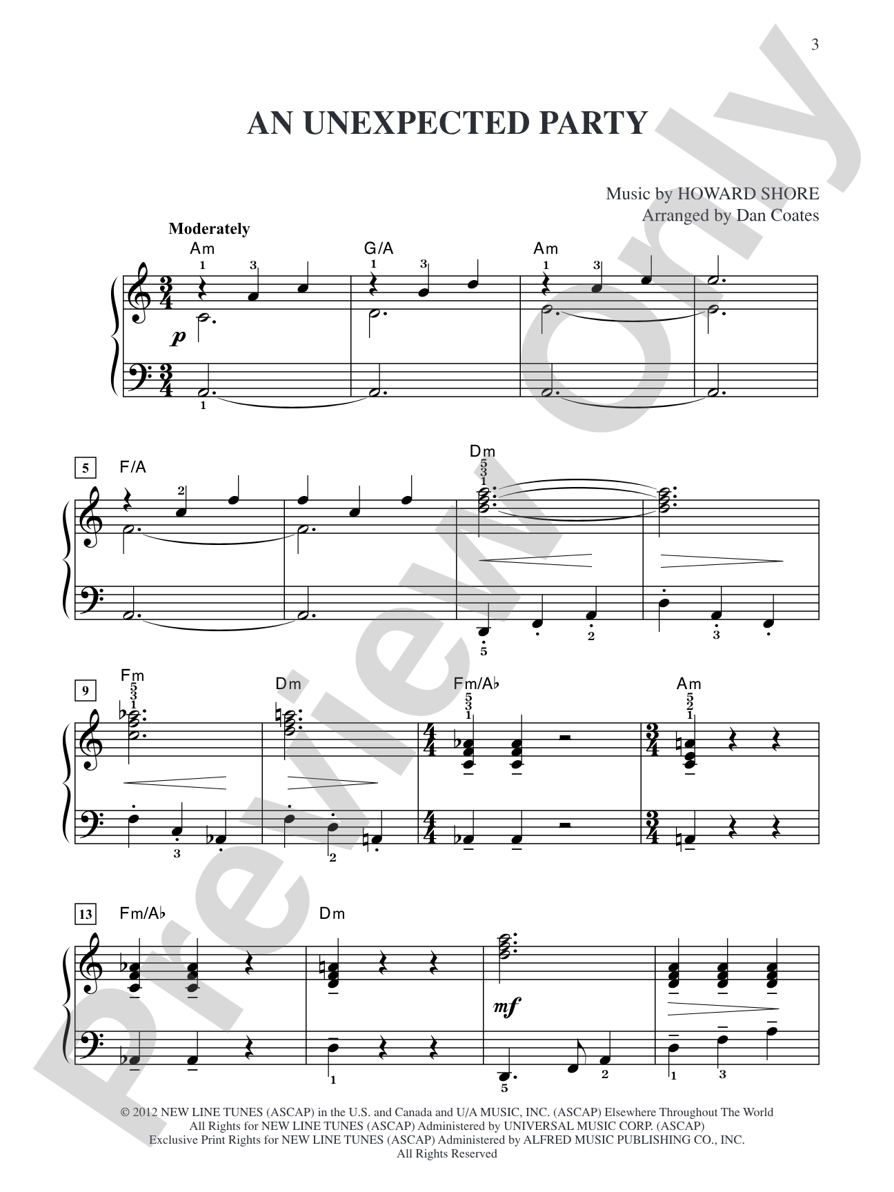 An Unexpected Party (from The Hobbit: An Unexpected Journey): Easy Piano