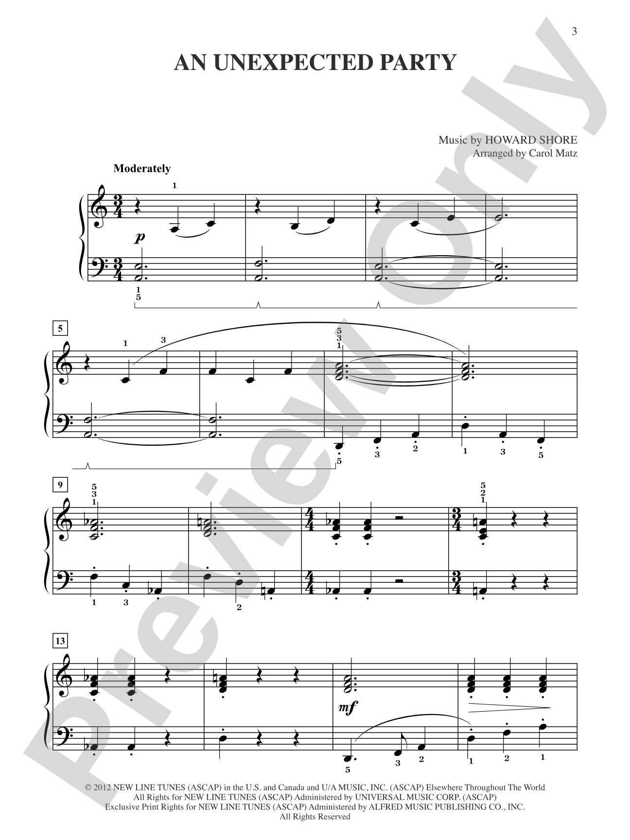 An Unexpected Party (from The Hobbit: An Unexpected Journey): Big Note Piano