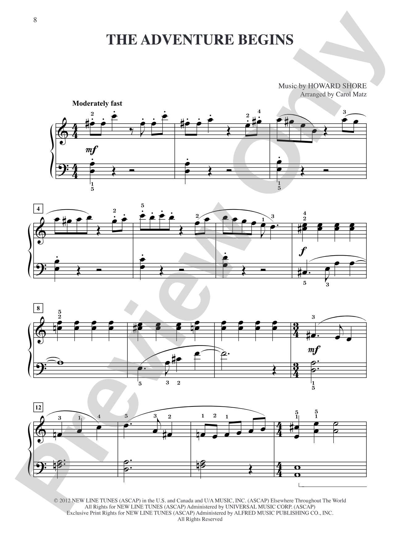 The Adventure Begins (from The Hobbit: An Unexpected Journey): Big Note Piano