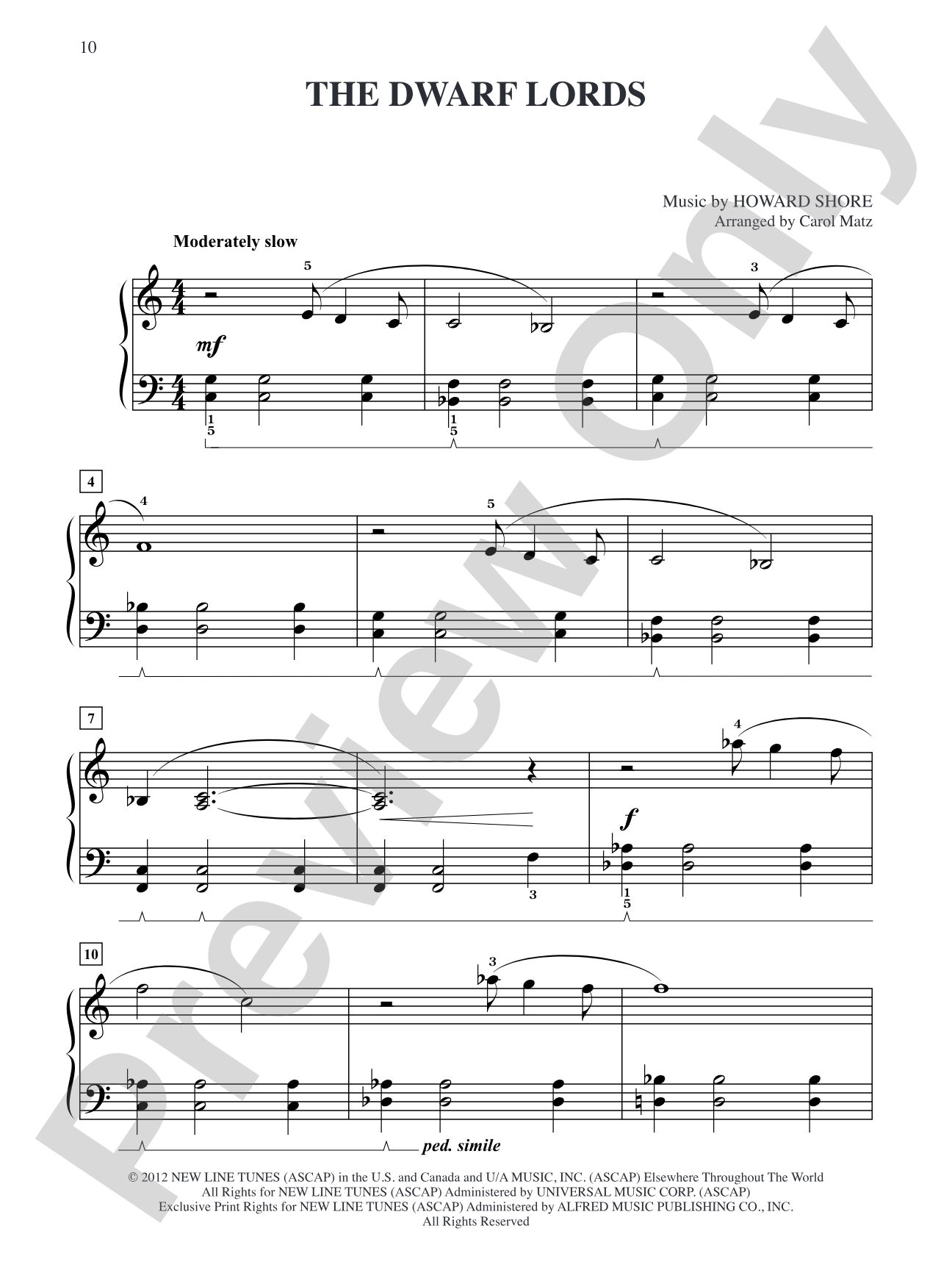 The Dwarf Lords (from The Hobbit: An Unexpected Journey): Big Note Piano