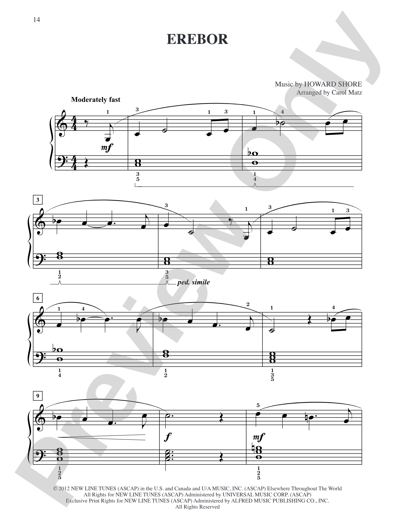 Erebor (from The Hobbit: An Unexpected Journey): Big Note Piano