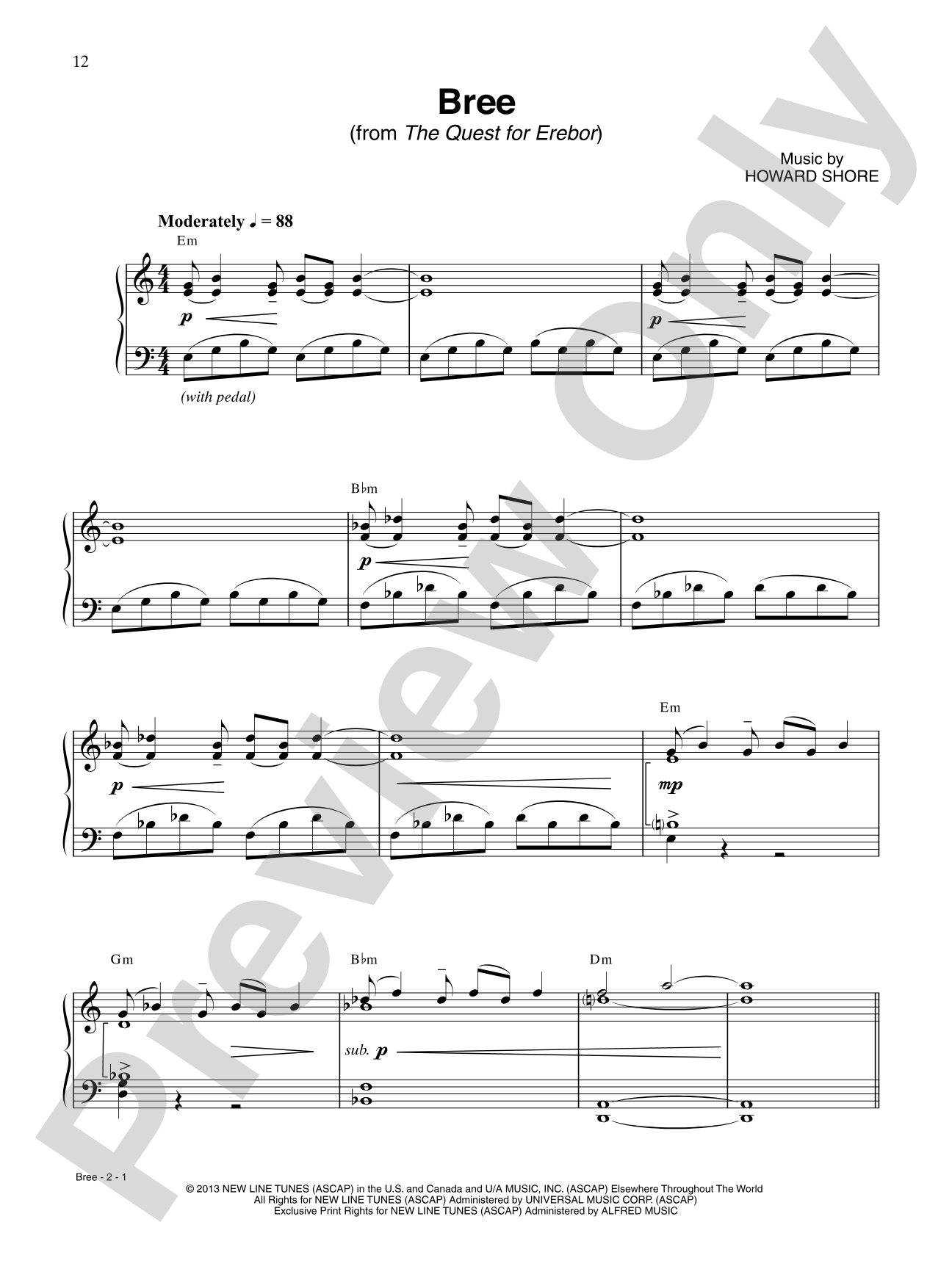 Bree (from The Hobbit: The Desolation of Smaug): Piano