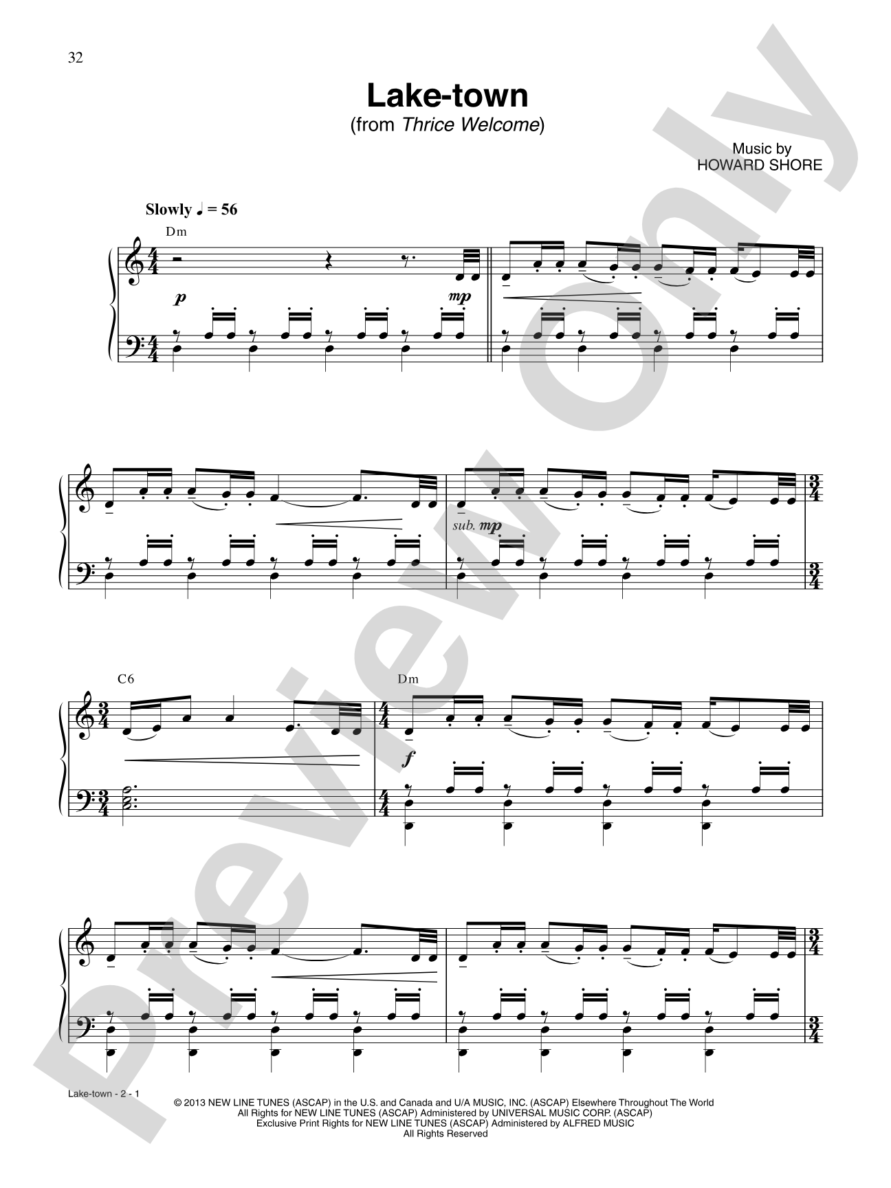 Lake-town (from The Hobbit: The Desolation of Smaug): Piano