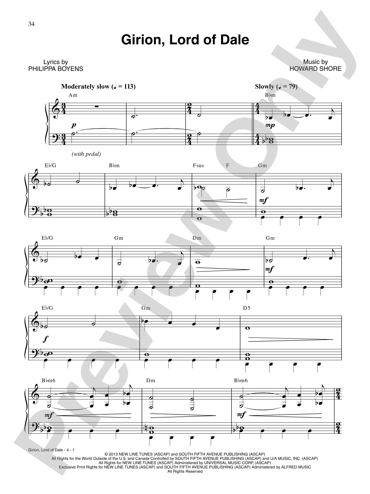 Girion Lord of Dale (from The Hobbit: The Desolation of Smaug): Piano