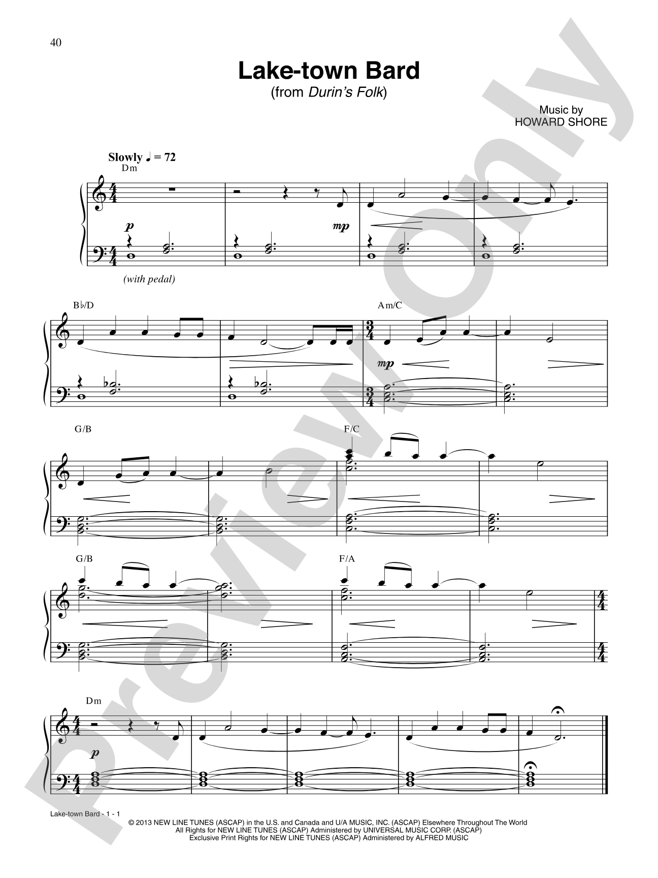 Lake-town Bard (from The Hobbit: The Desolation of Smaug): Piano