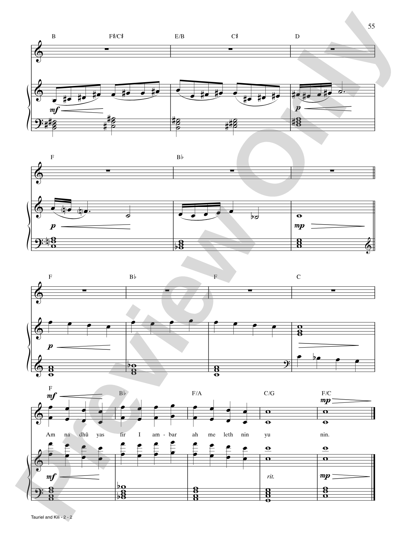 Tauriel and Kili (from The Hobbit: The Desolation of Smaug): Piano/Vocal/Chords