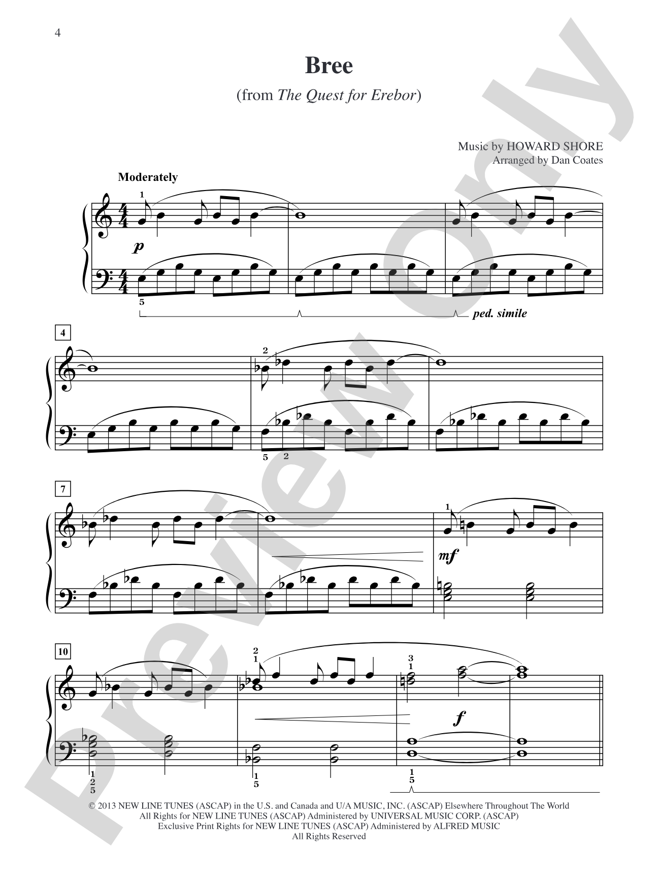 Bree (from The Hobbit: The Desolation of Smaug): Easy Piano