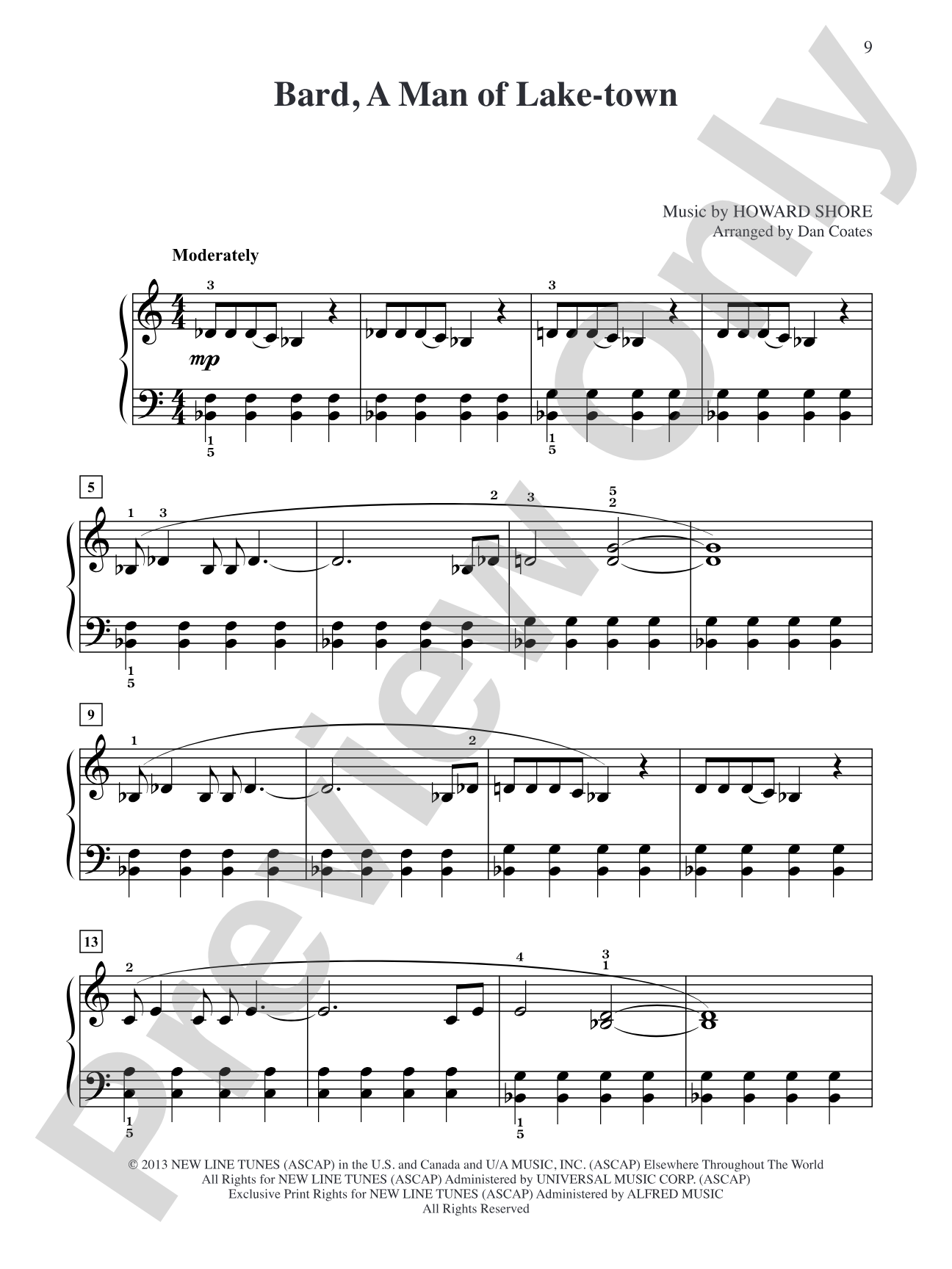 Bard A Man of Lake-town (from The Hobbit: The Desolation of Smaug): Easy Piano