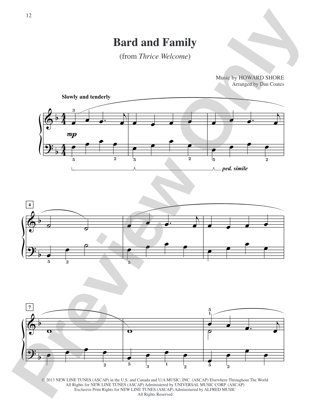 Bard and Family (from The Hobbit: The Desolation of Smaug): Easy Piano
