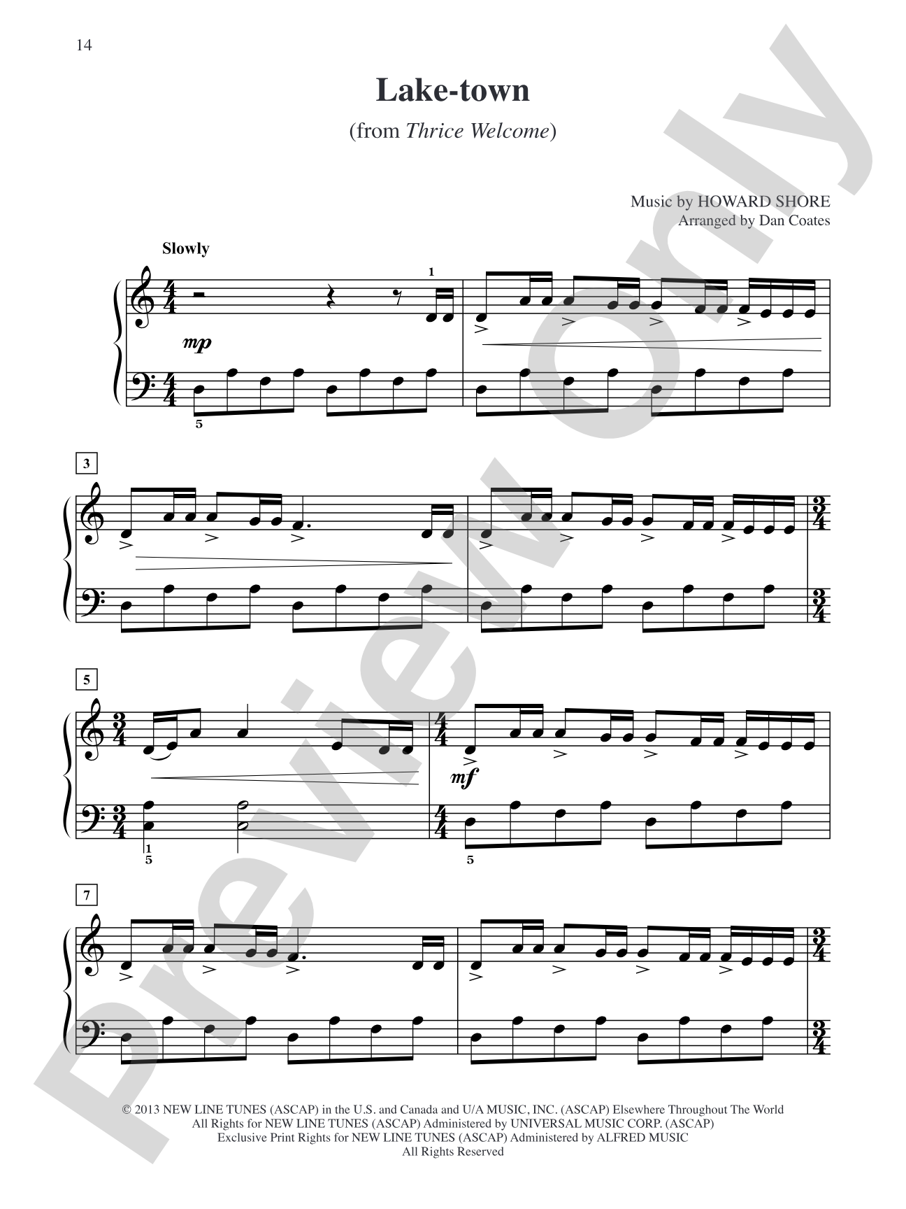 Lake-town (from The Hobbit: The Desolation of Smaug): Easy Piano