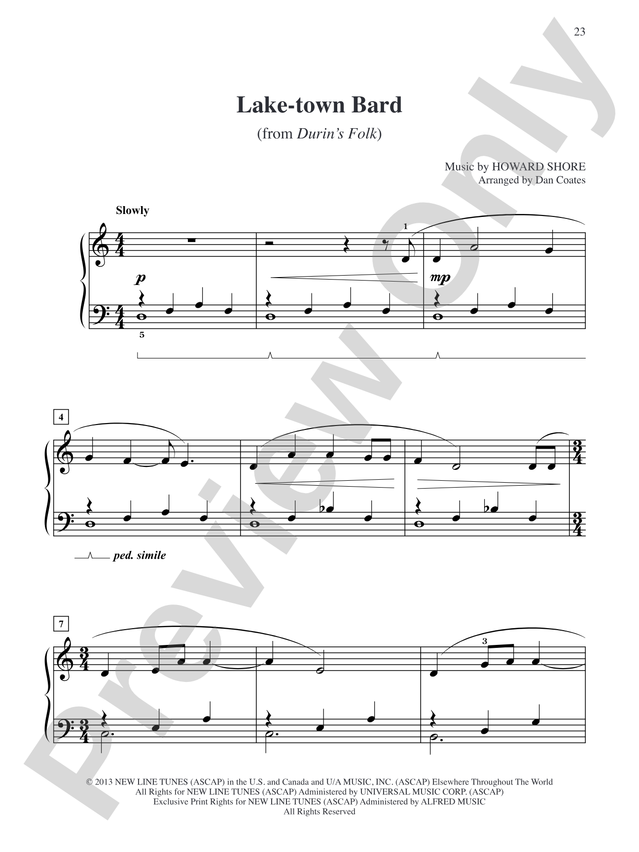 Lake-town Bard (from The Hobbit: The Desolation of Smaug): Easy Piano