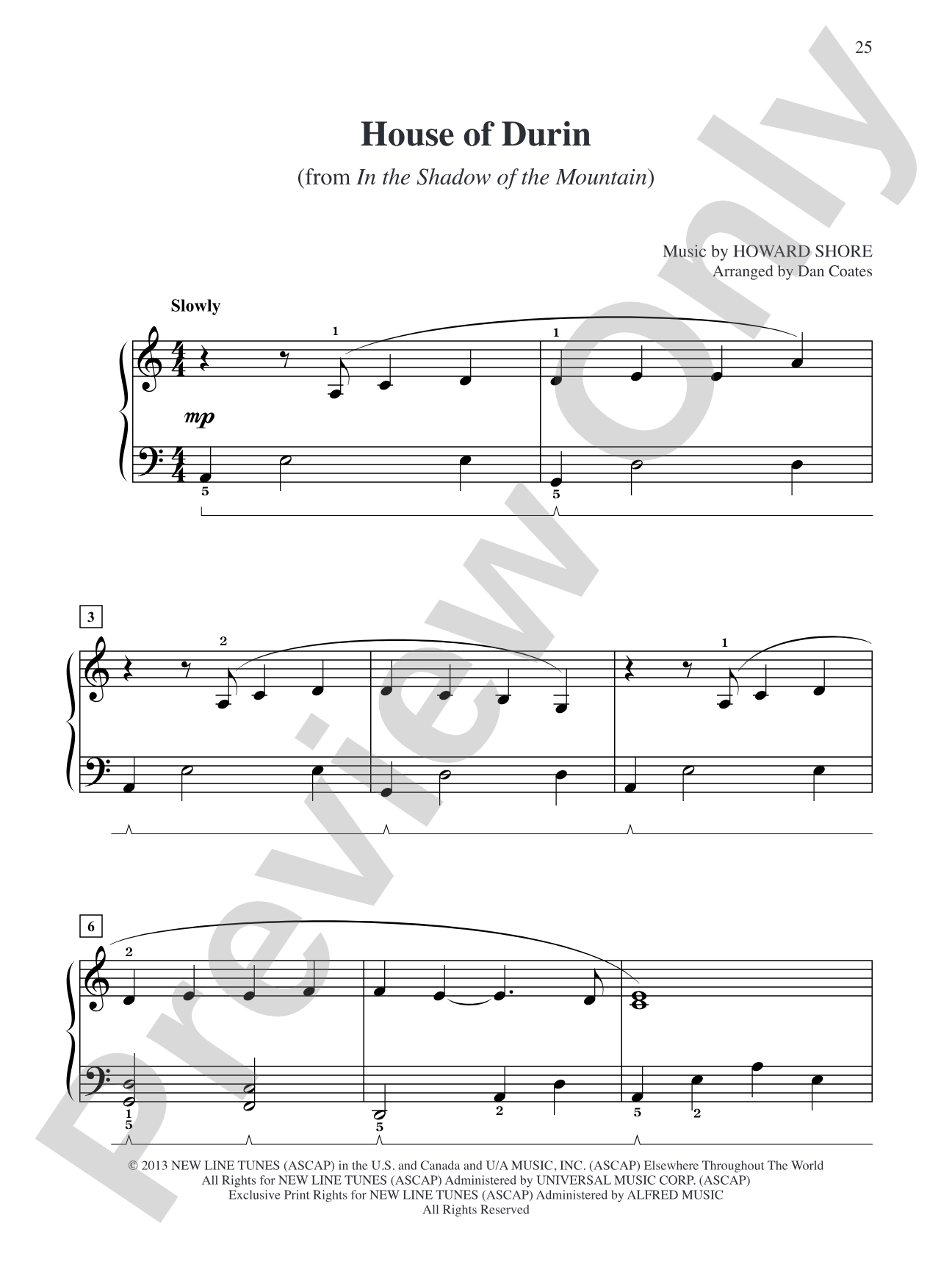 House of Durin (from The Hobbit: The Desolation of Smaug): Easy Piano