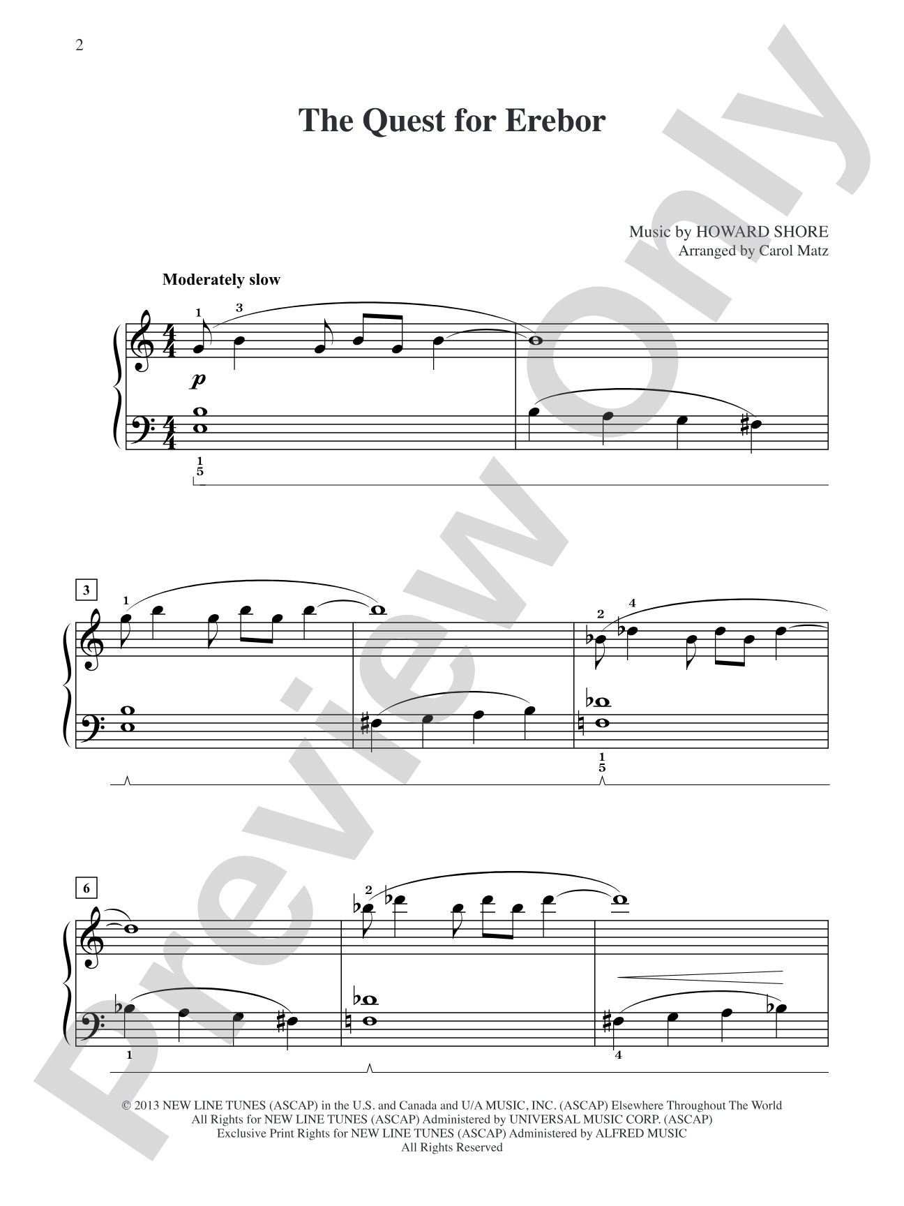 The Quest for Erebor (from The Hobbit: The Desolation of Smaug): Big Note Piano