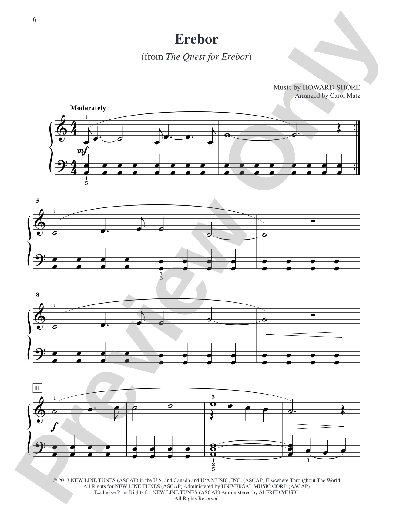 Erebor (from The Hobbit: The Desolation of Smaug): Big Note Piano