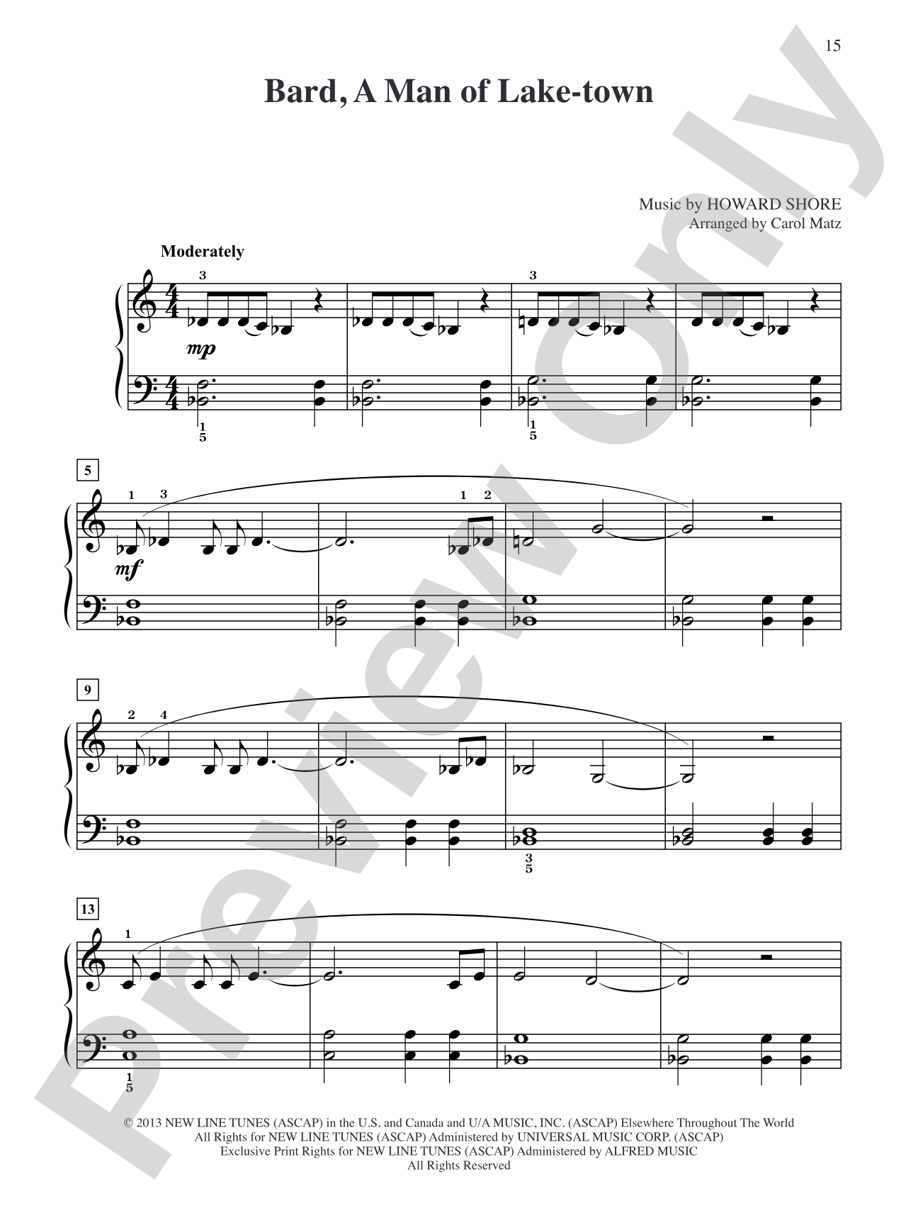 Bard A Man of Lake-town (from The Hobbit: The Desolation of Smaug): Big Note Piano