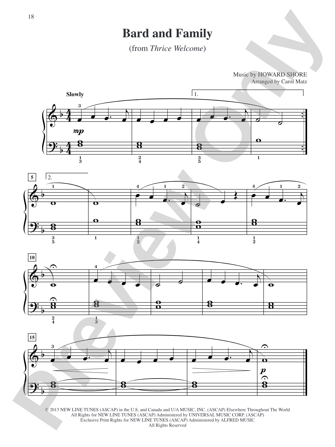 Bard and Family (from The Hobbit: The Desolation of Smaug): Big Note Piano