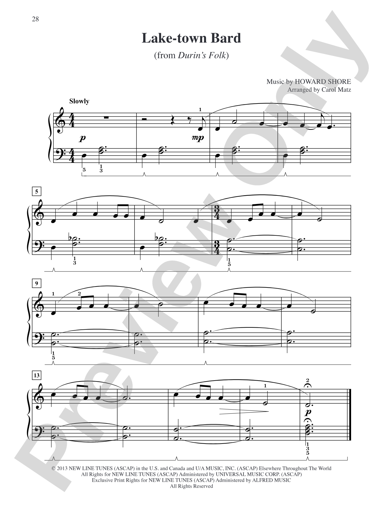 Lake-town Bard (from The Hobbit: The Desolation of Smaug): Big Note Piano