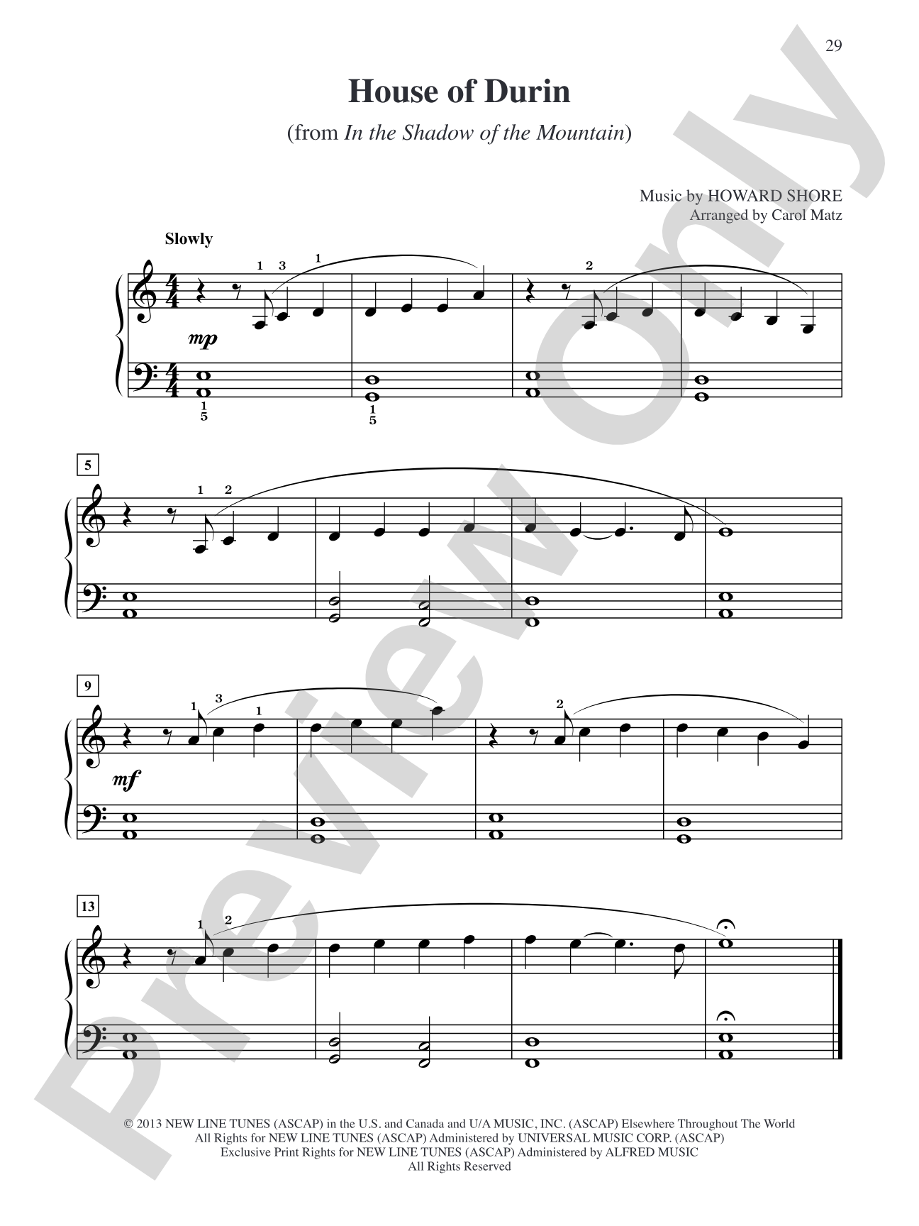 House of Durin (from The Hobbit: The Desolation of Smaug): Big Note Piano