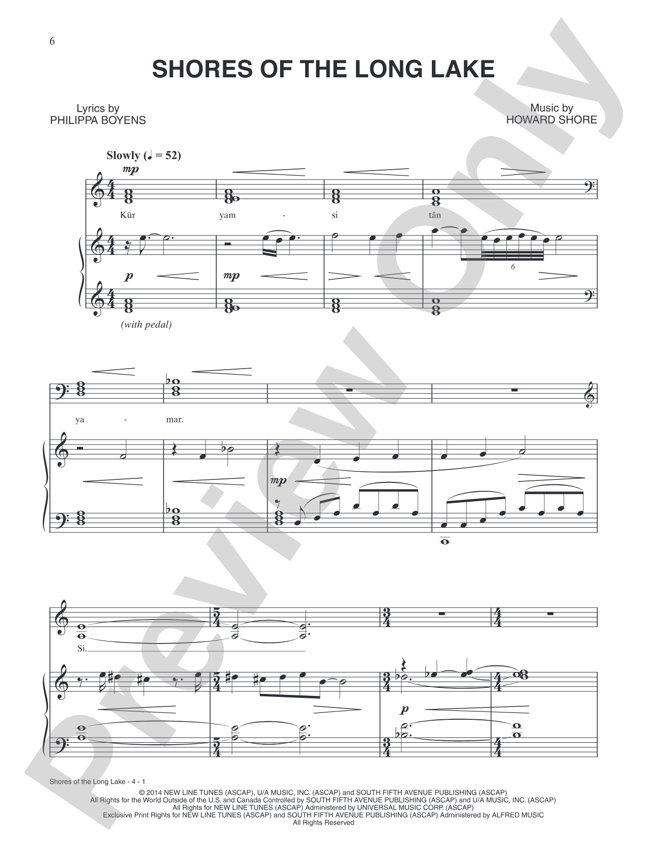 Shores of the Long Lake (from The Hobbit: The Battle of Five Armies): Piano/Vocal