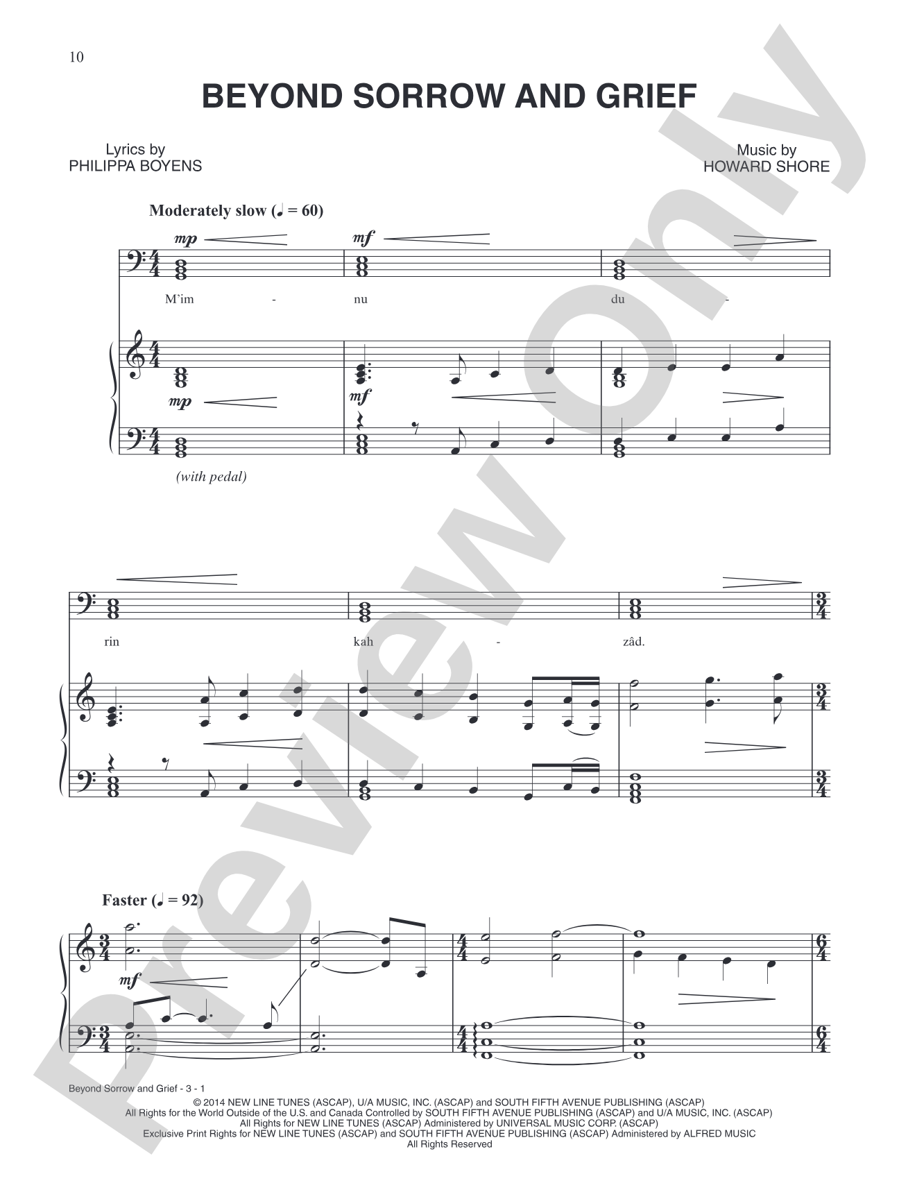 Beyond Sorrow and Grief (from The Hobbit: The Battle of Five Armies): Piano/Vocal