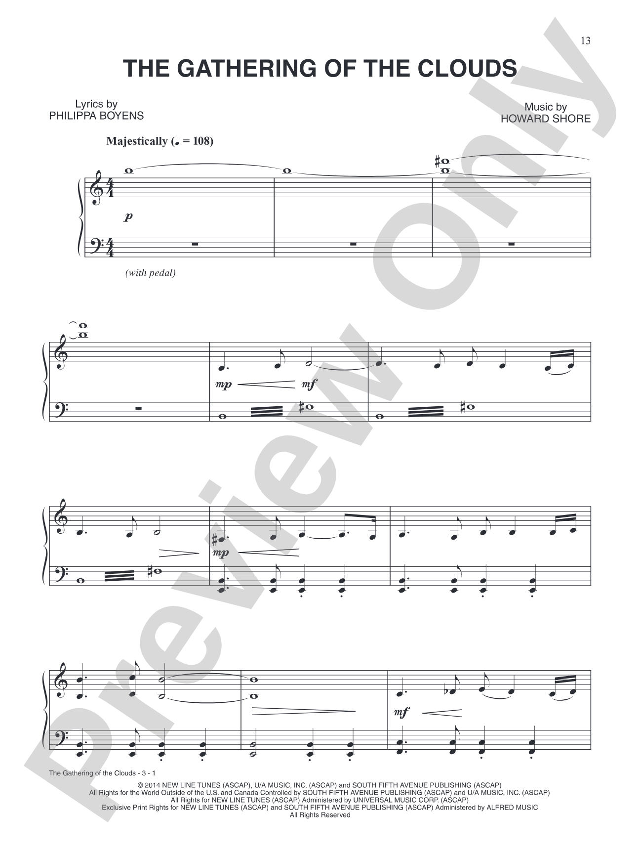 The Gathering of the Clouds (from The Hobbit: The Battle of Five Armies): Piano