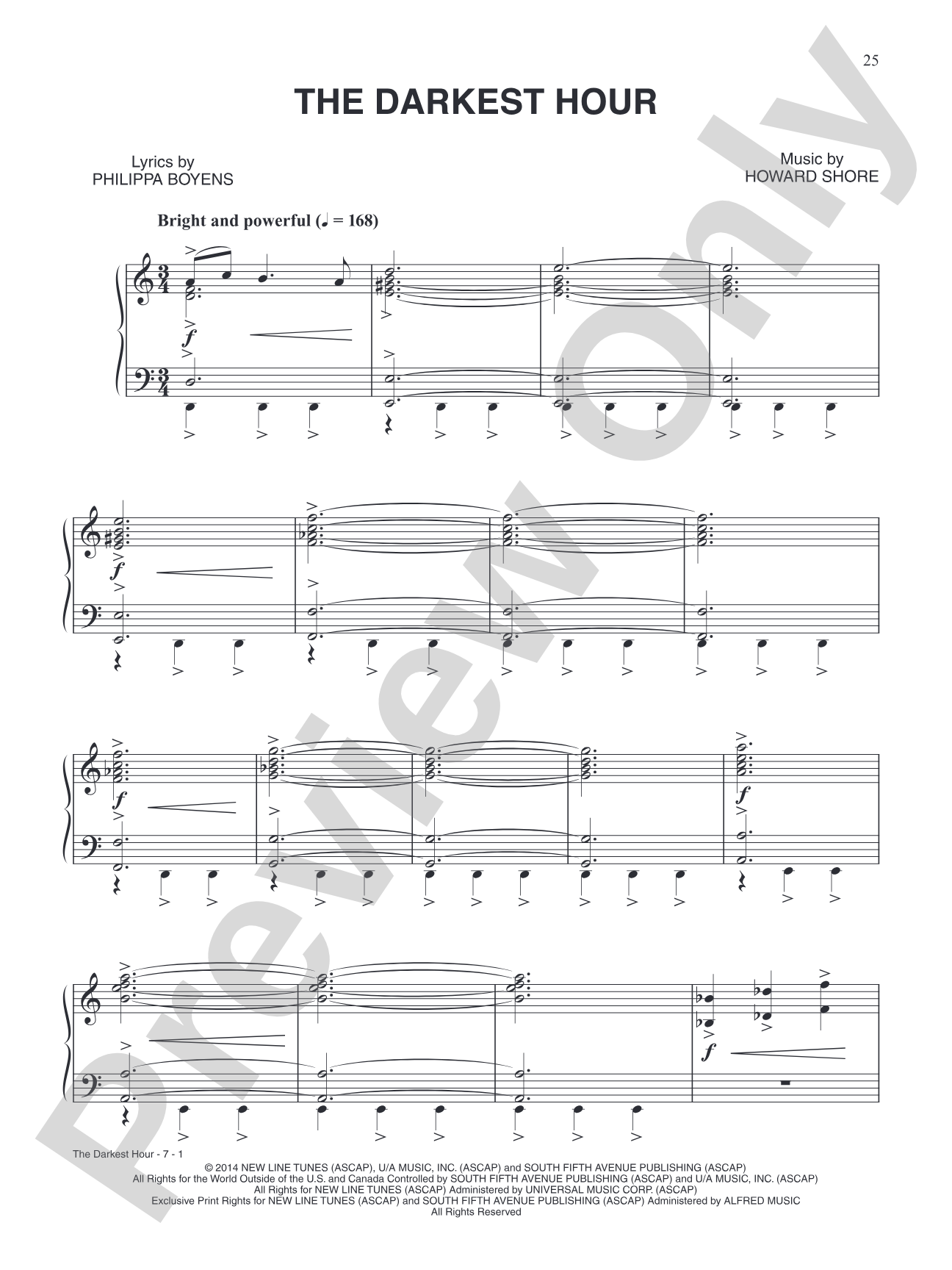 The Darkest Hour (from The Hobbit: The Battle of Five Armies): Piano/Vocal