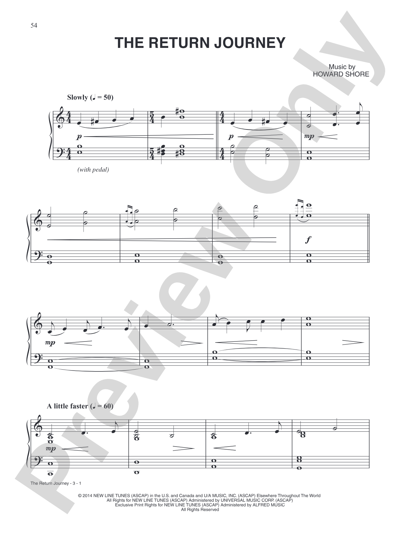 The Return Journey (from The Hobbit: The Battle of Five Armies): Piano