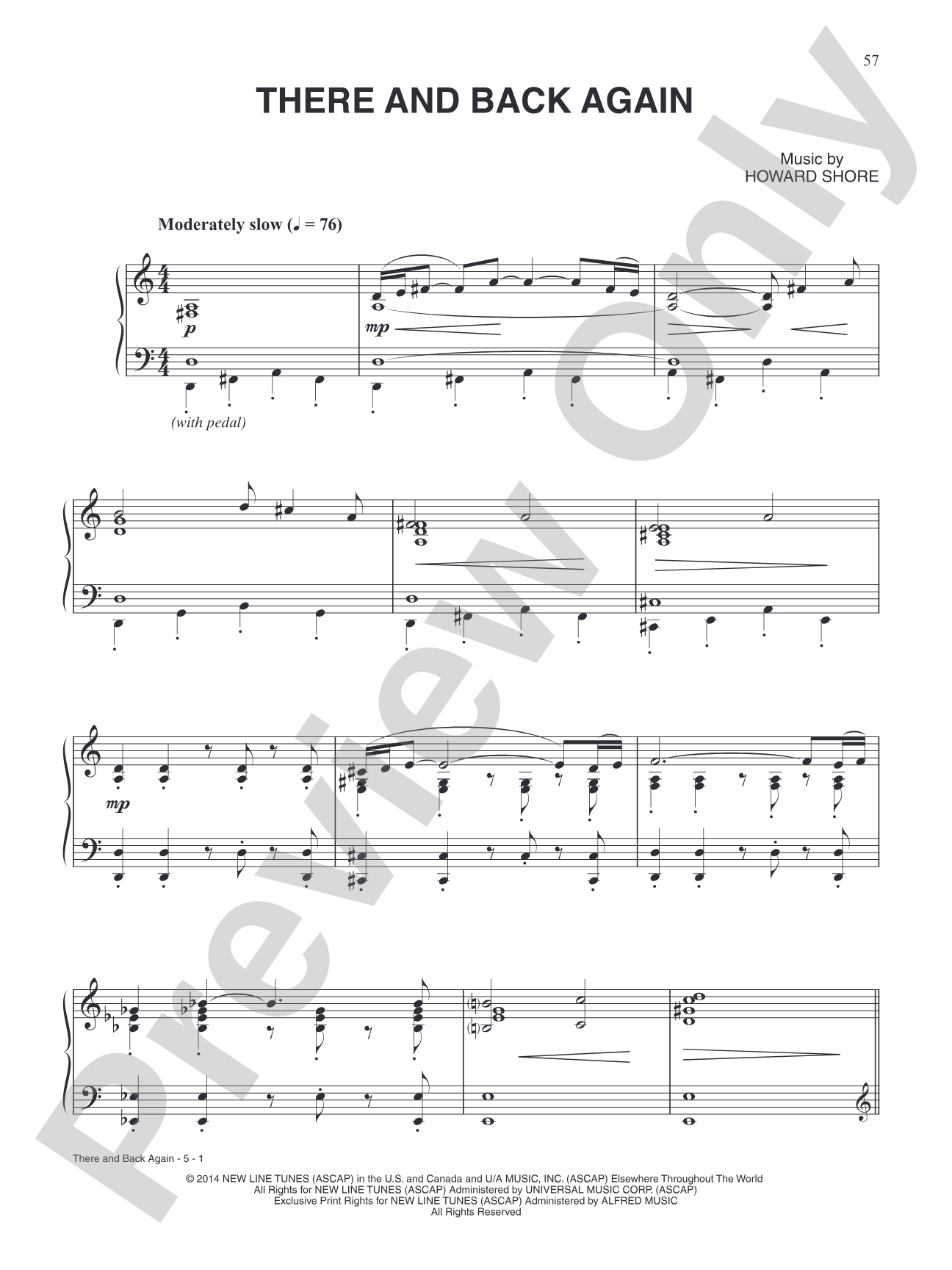 There and Back Again (from The Hobbit: The Battle of Five Armies): Piano