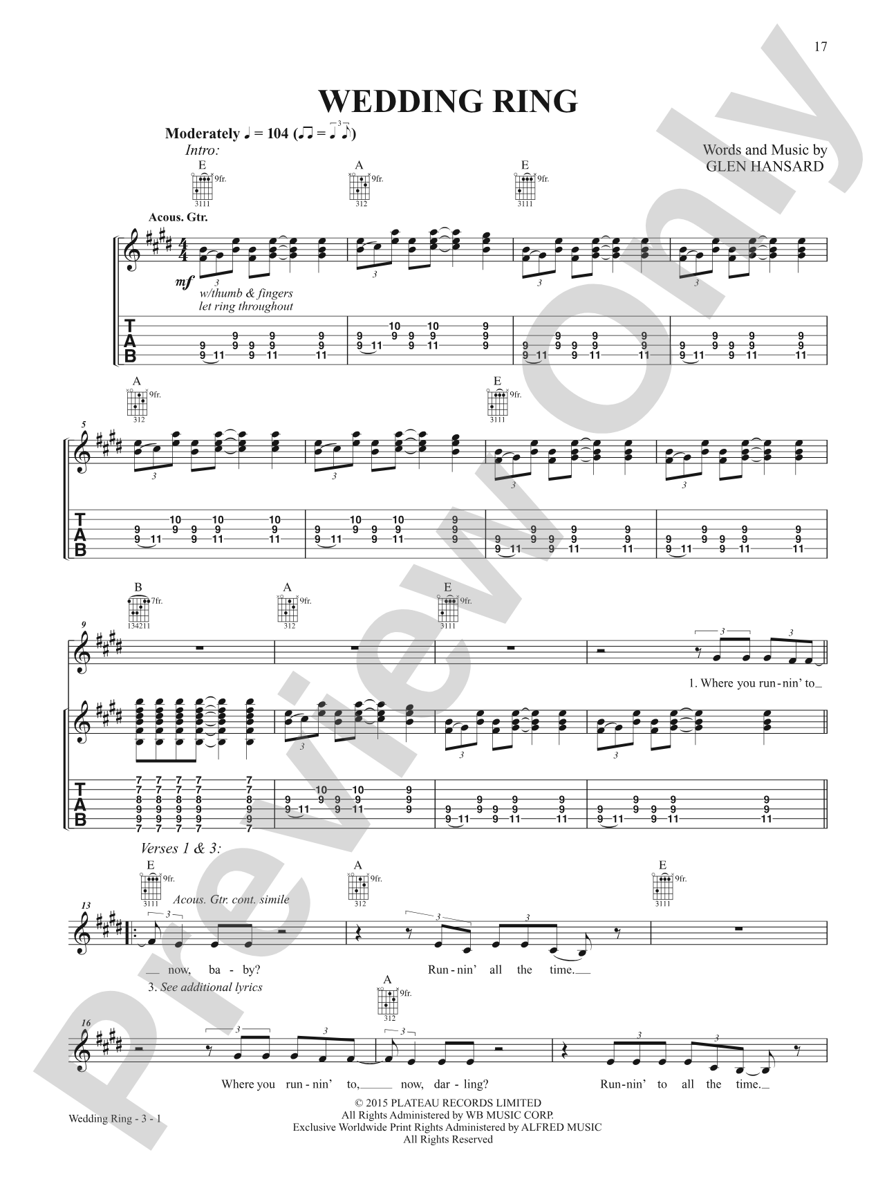 Wedding Ring: Guitar Tab