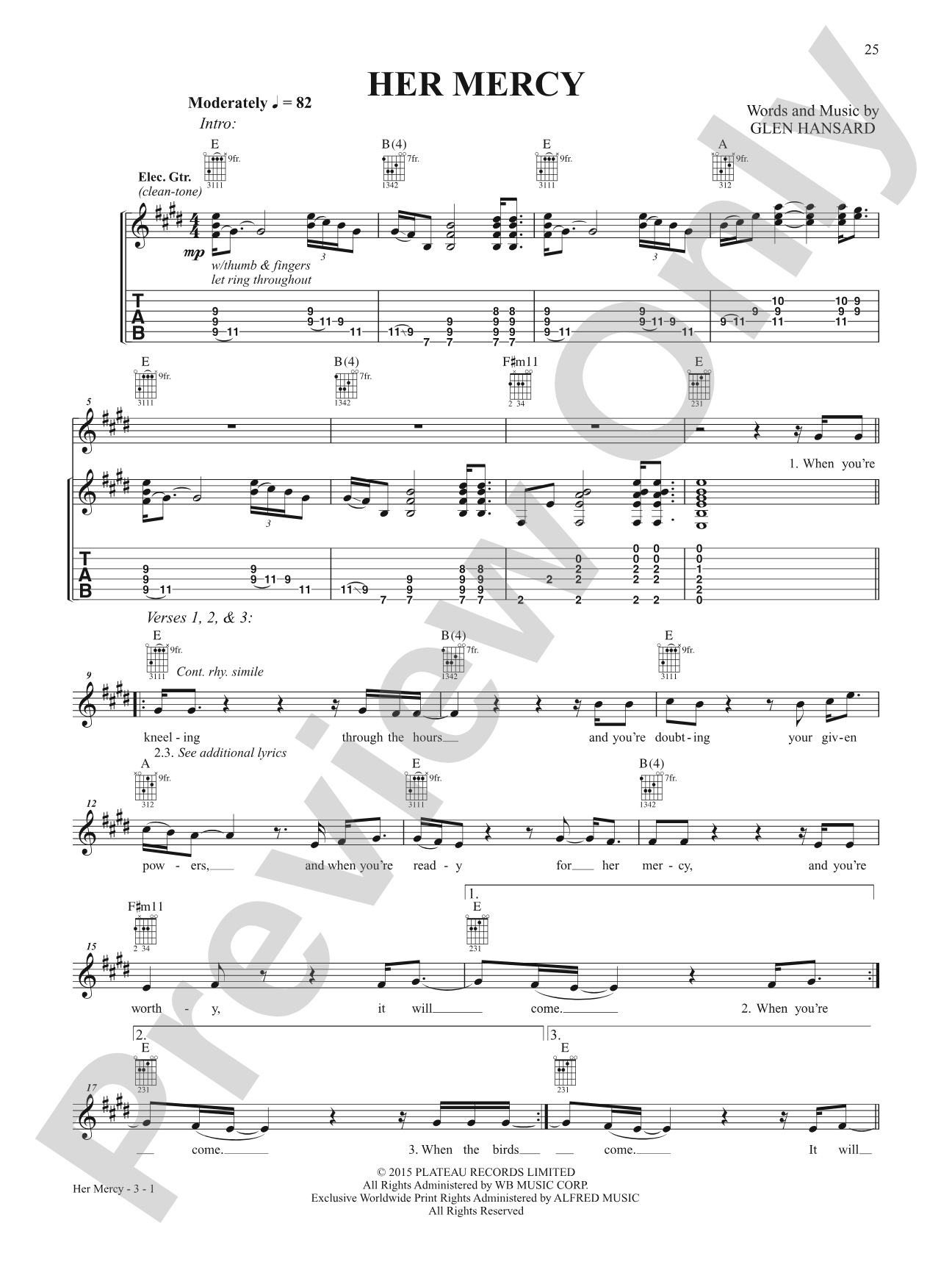 Her Mercy: Guitar Tab