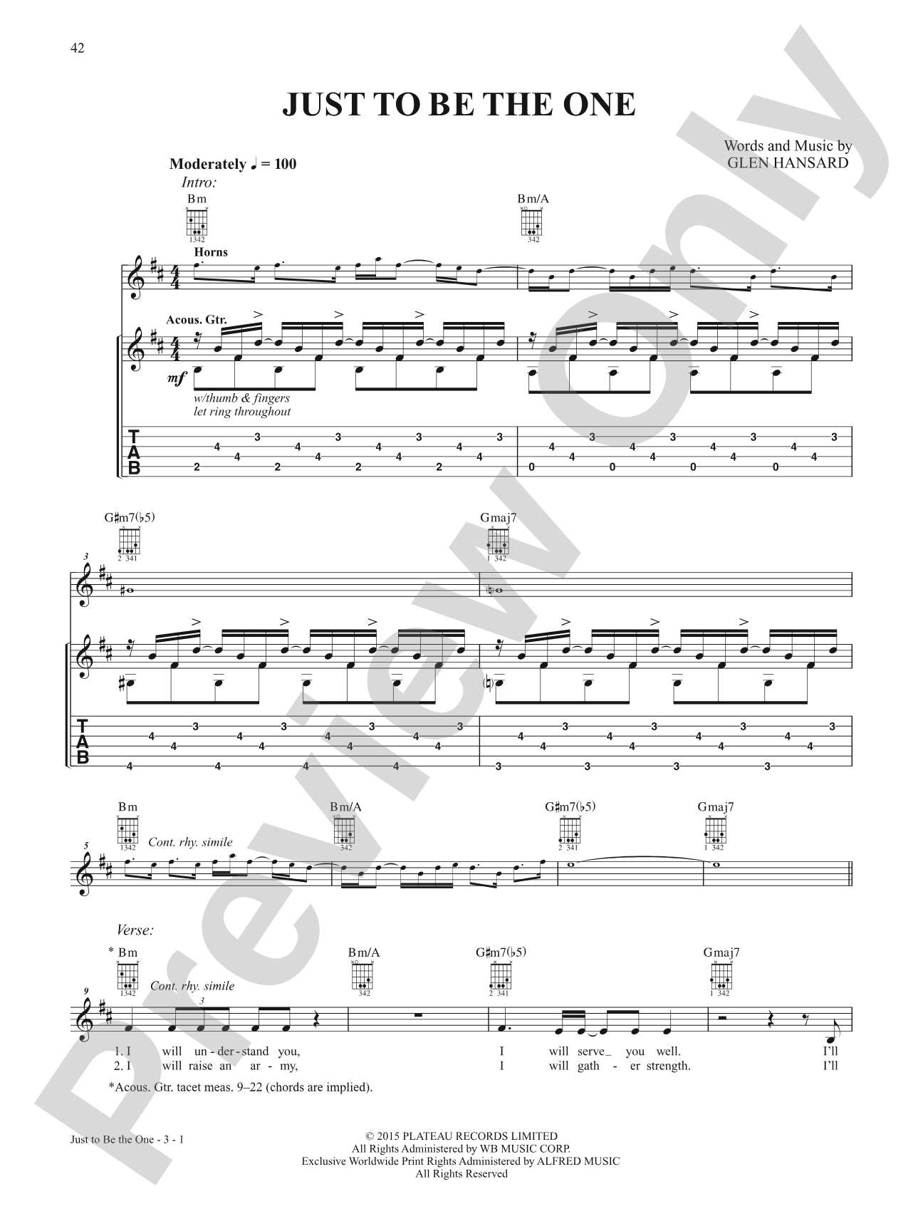 Just to be the One: Guitar Tab