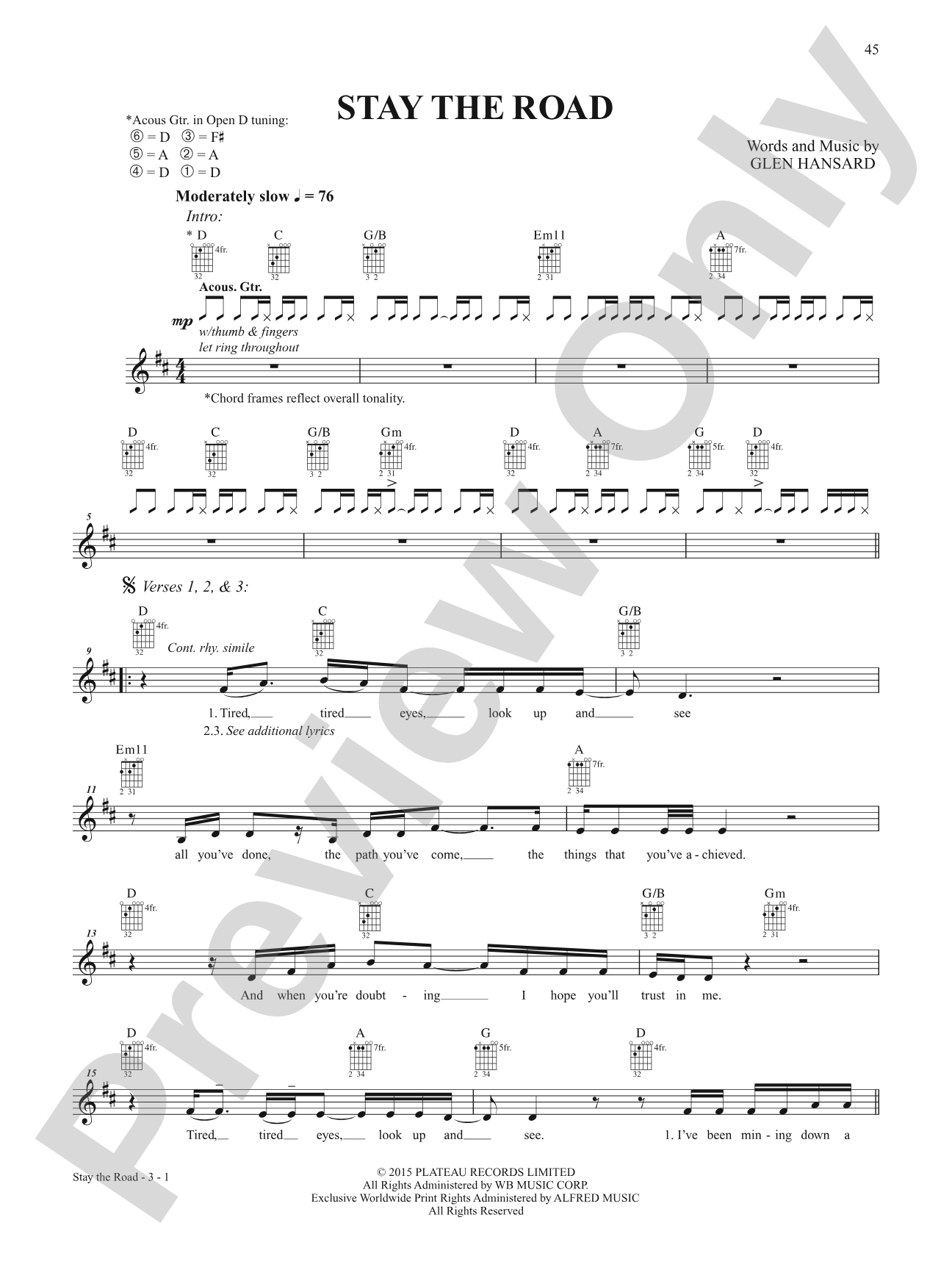 Stay the Road: Guitar Tab