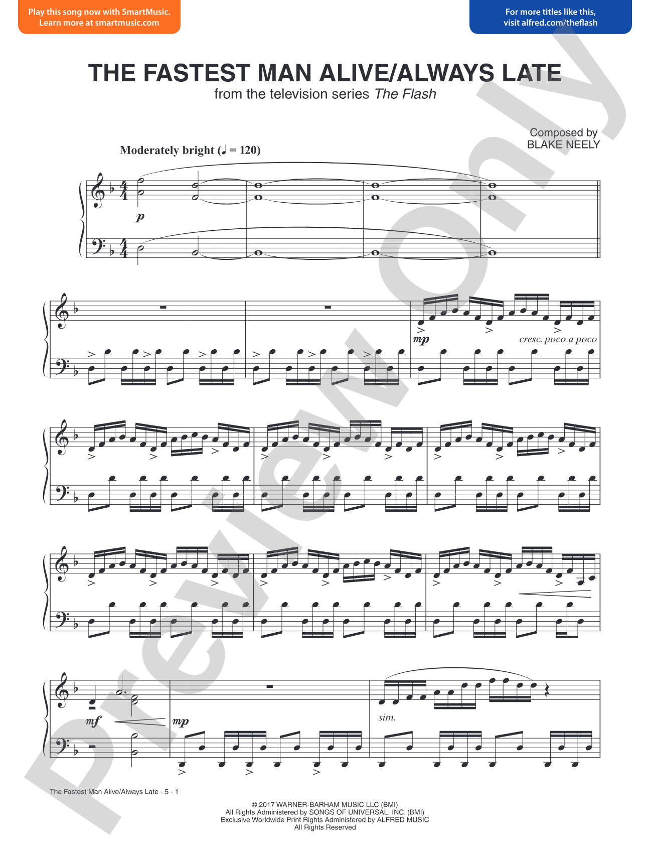 The Fastest Man Alive / Always Late (From the Television Series <i>The Flash</i>): Piano