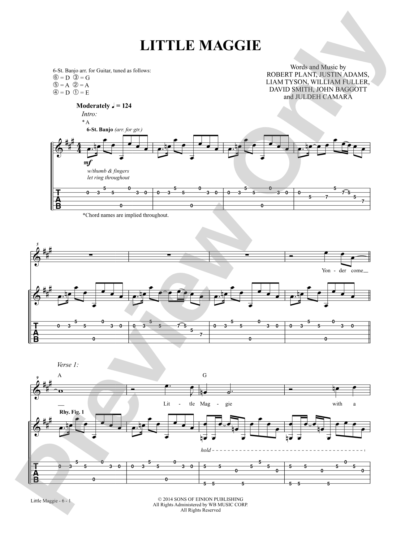 Little Maggie: Authentic Guitar TAB