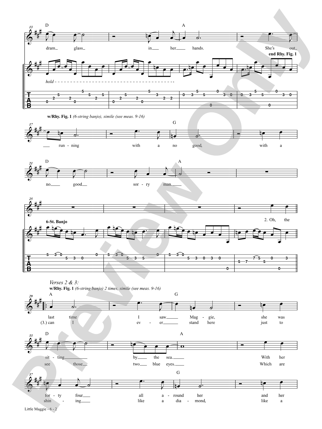 Little Maggie: Authentic Guitar TAB